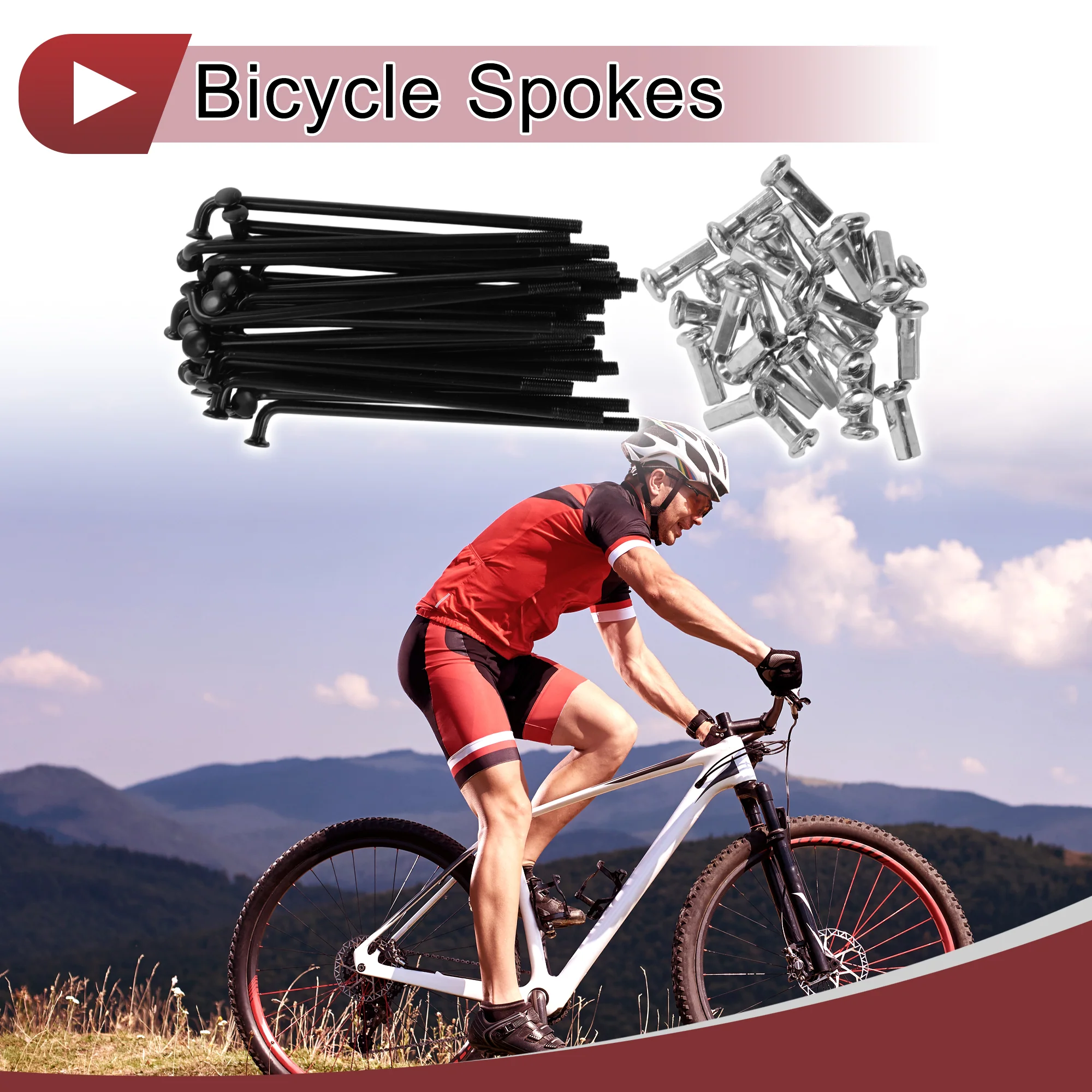 28 Set 12G Bicycle Spoke 69 mm Bike Wheel Spoke Carbon Steel Black - Image 2
