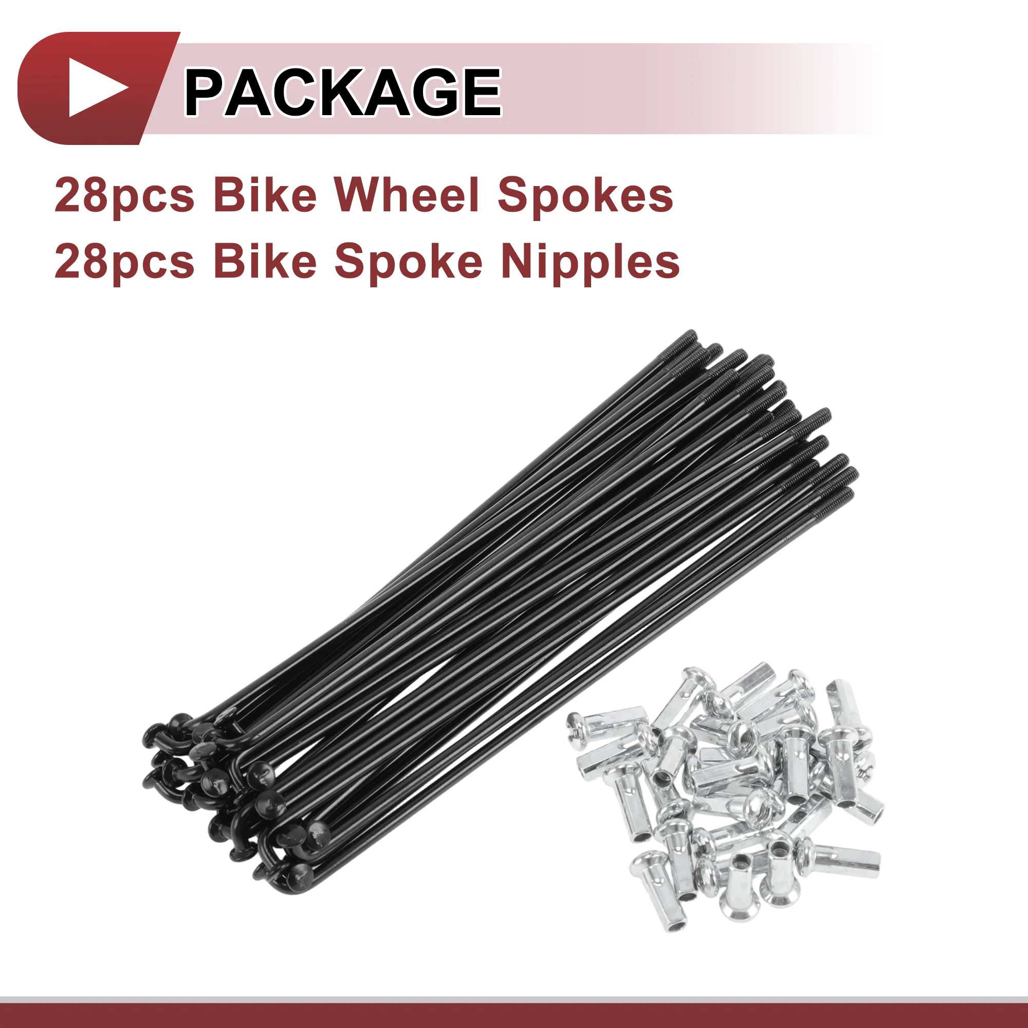 28 Set 12G Bicycle Spoke 130 mm Bike Wheel Spoke Carbon Steel Black - Image 5