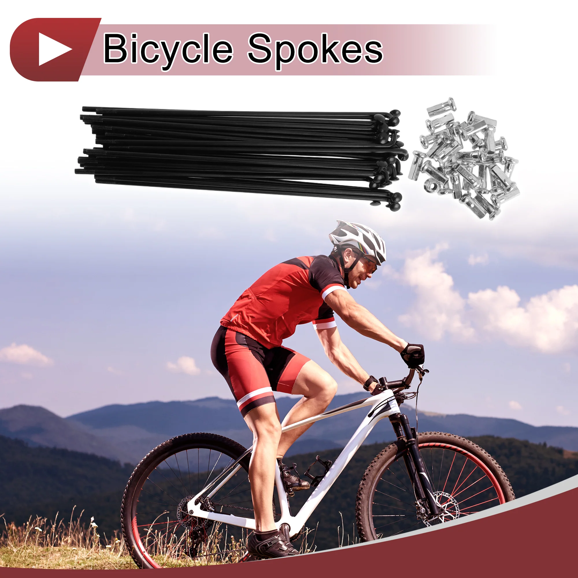 28 Set 12G Bicycle Spoke 136 mm Bike Wheel Spoke Carbon Steel Black - Image 2