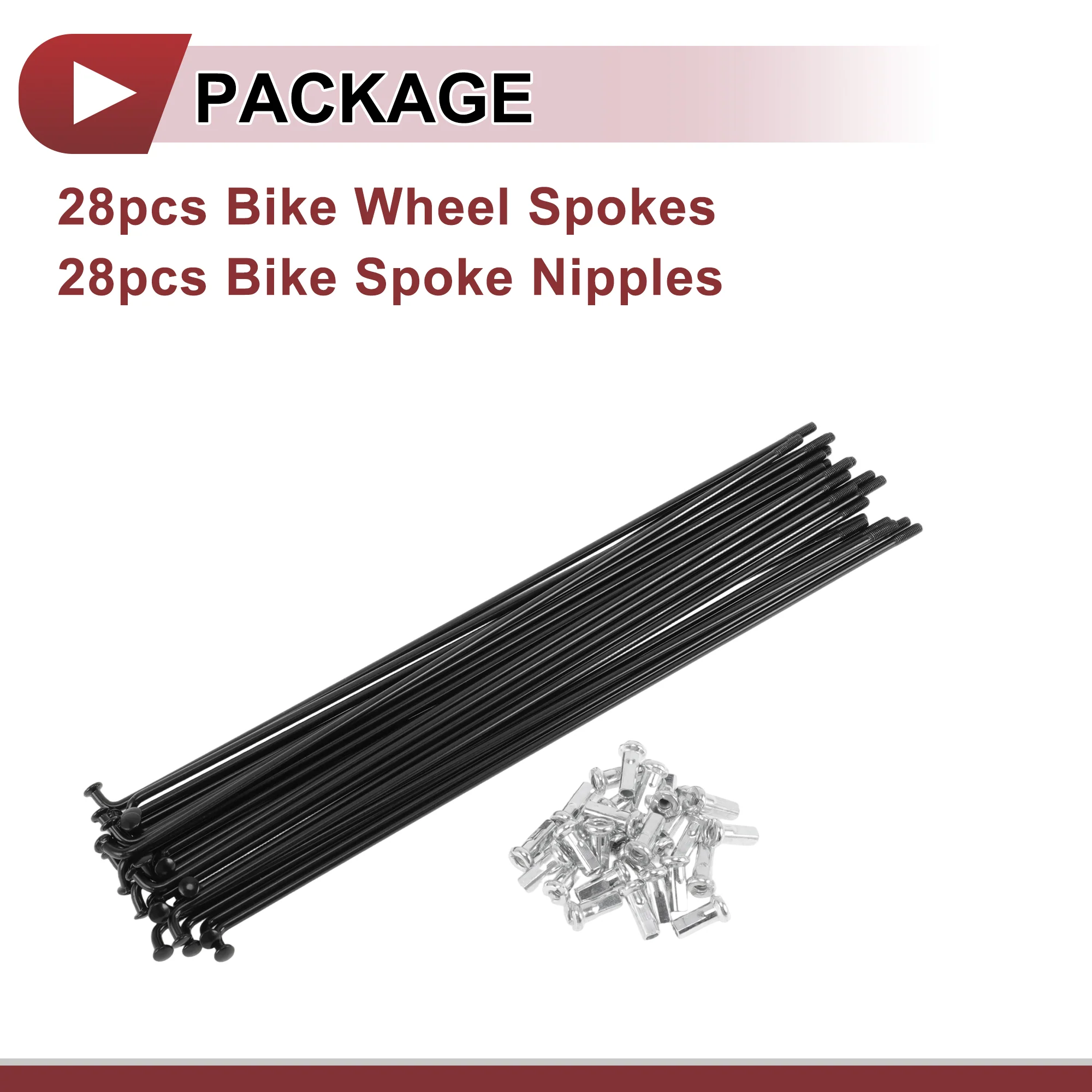 28 Set 12G Bicycle Spoke 203 mm Bike Wheel Spoke Carbon Steel Black - Image 5