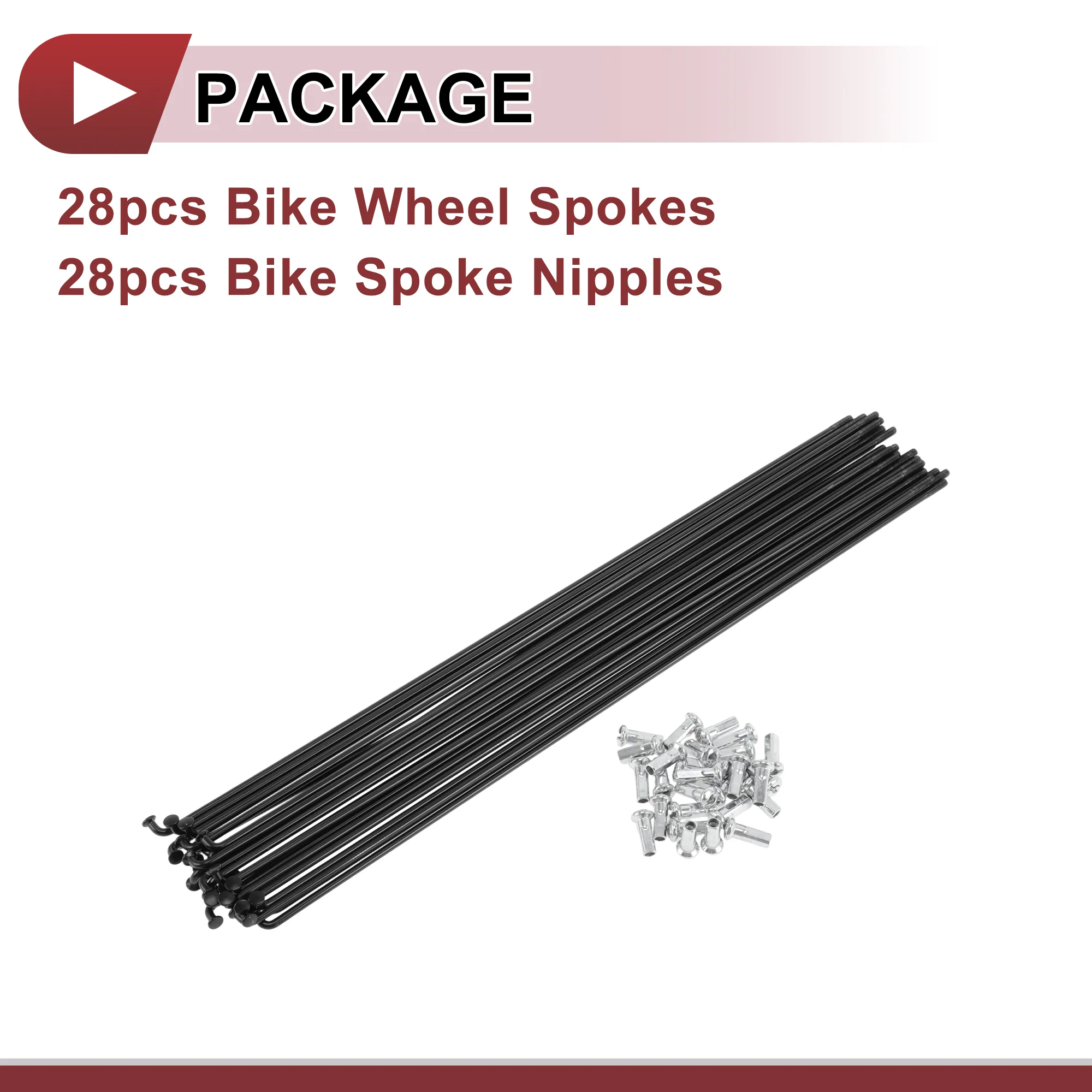 28 Set 12G Bicycle Spoke 274 mm Bike Wheel Spoke Carbon Steel Black - Image 5