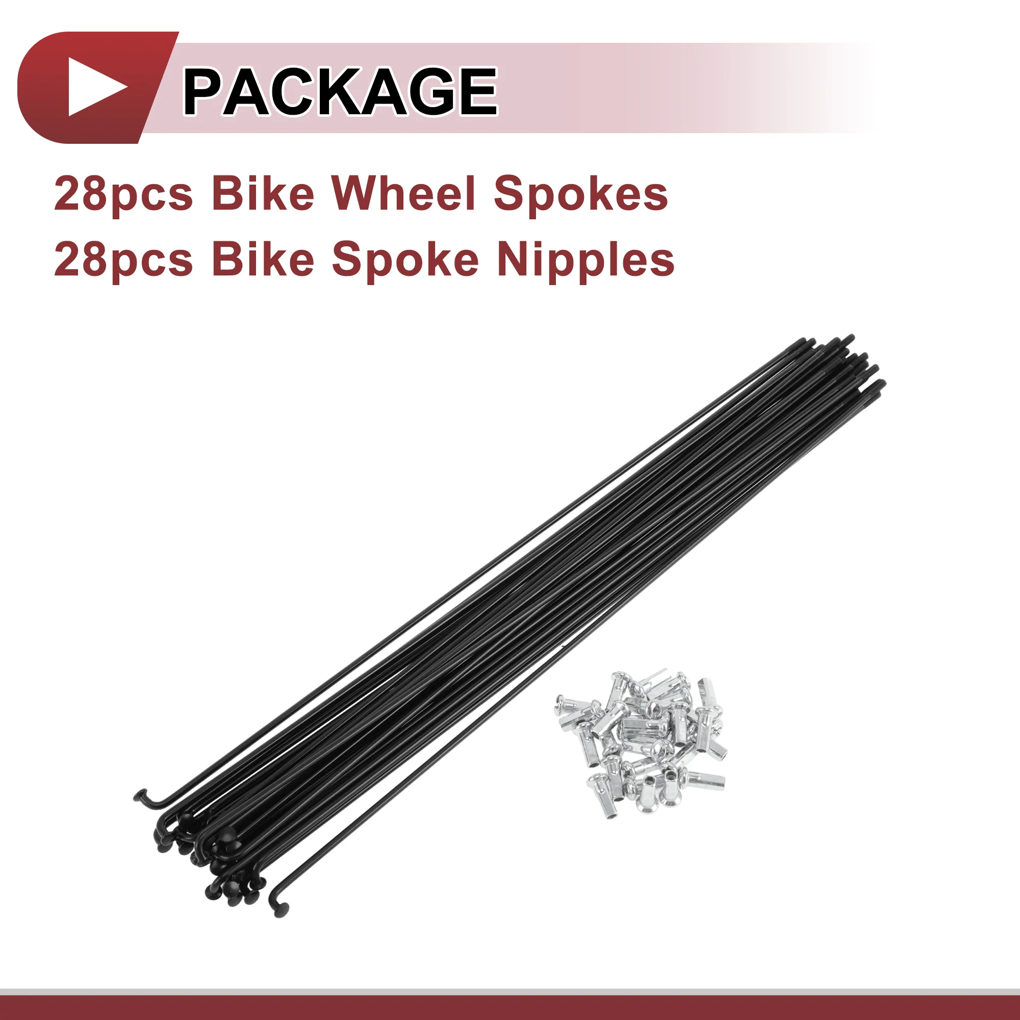 28 Set 12G Bicycle Spoke 280 mm Bike Wheel Spoke Carbon Steel Black - Image 5