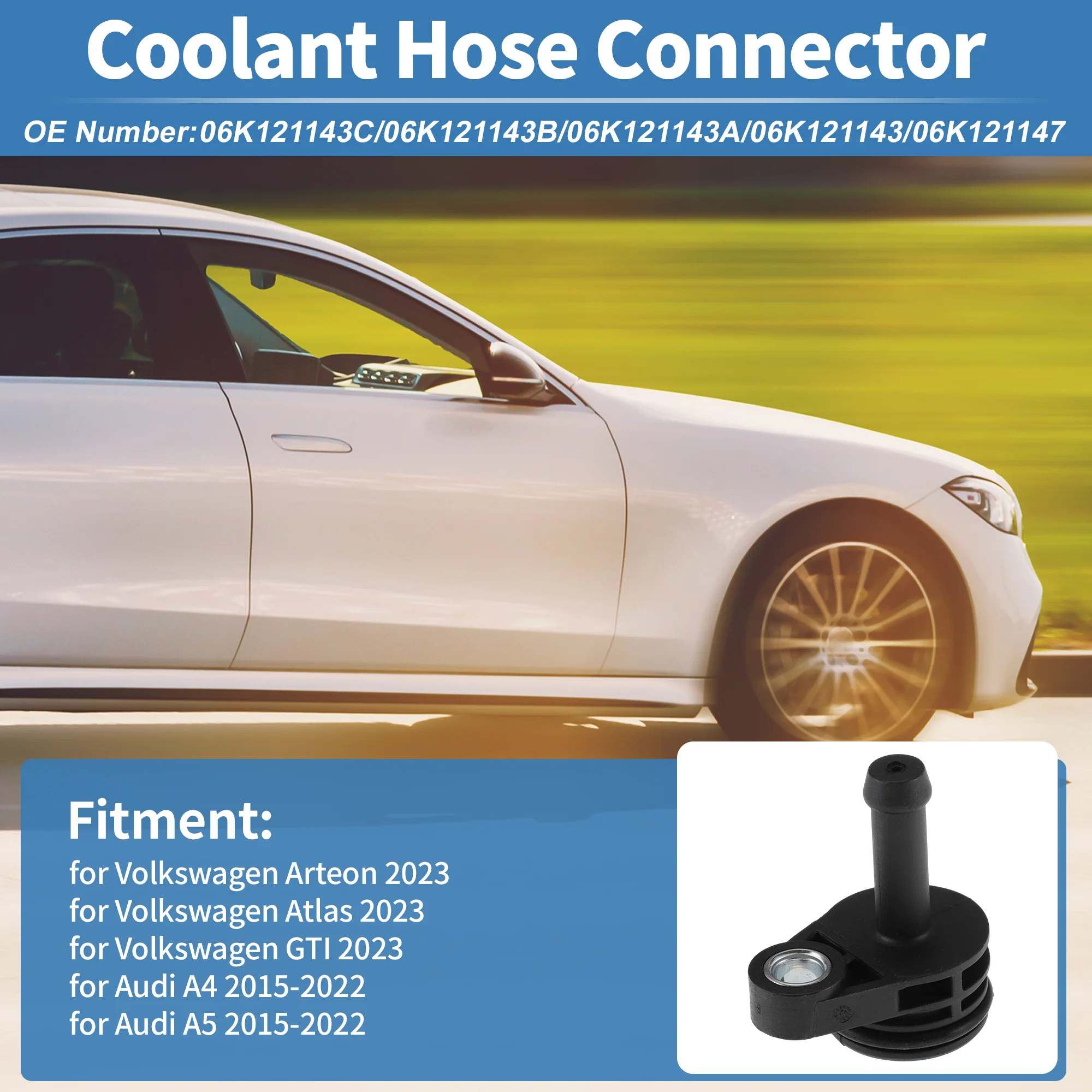 Engine Coolant Hose Connector for Volkswagen Arteon 2023 Plastic No.06K121143C - Image 2