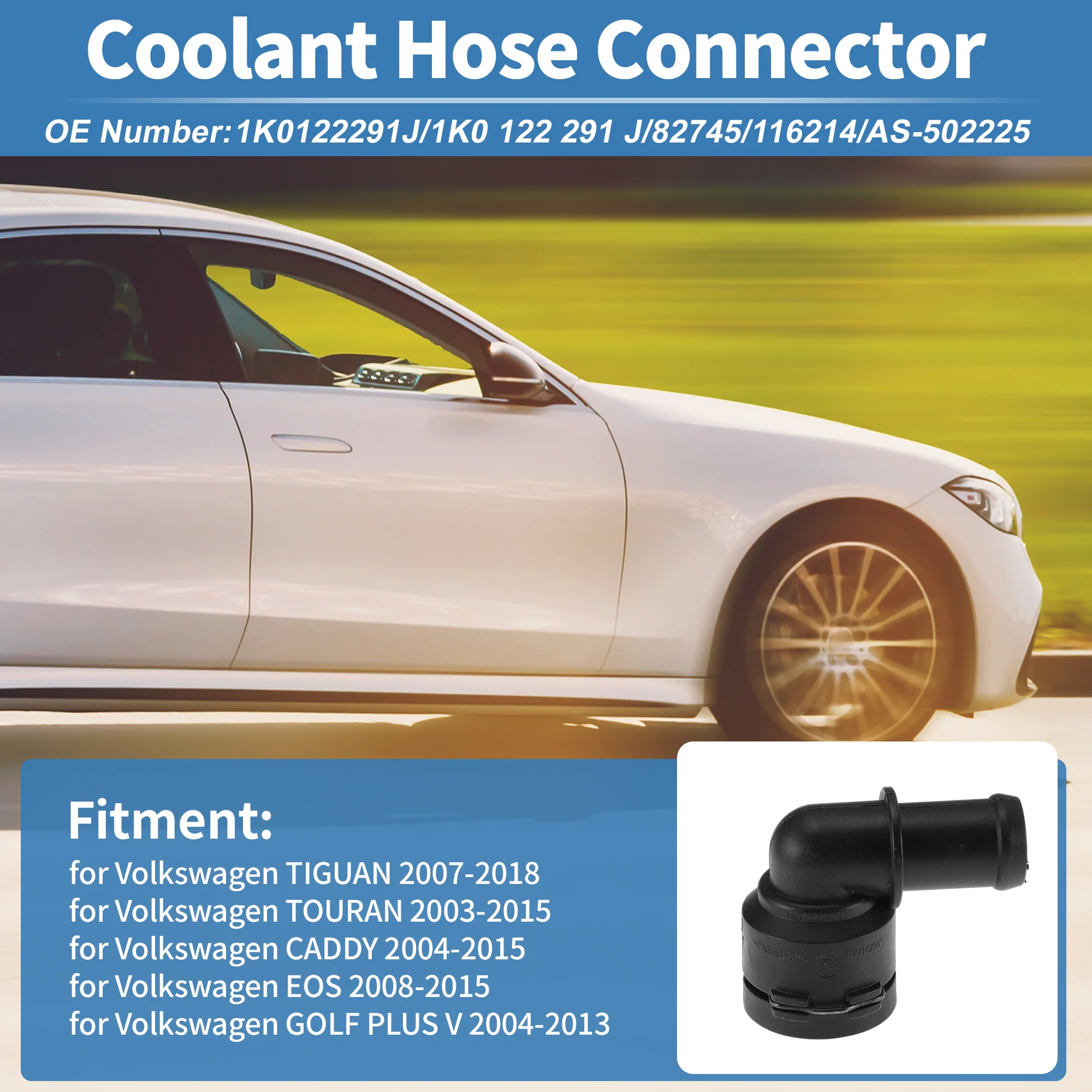 Engine Coolant Hose Connector for Volkswagen TIGUAN 07-18 Plastic No.1K0122291J - Image 2
