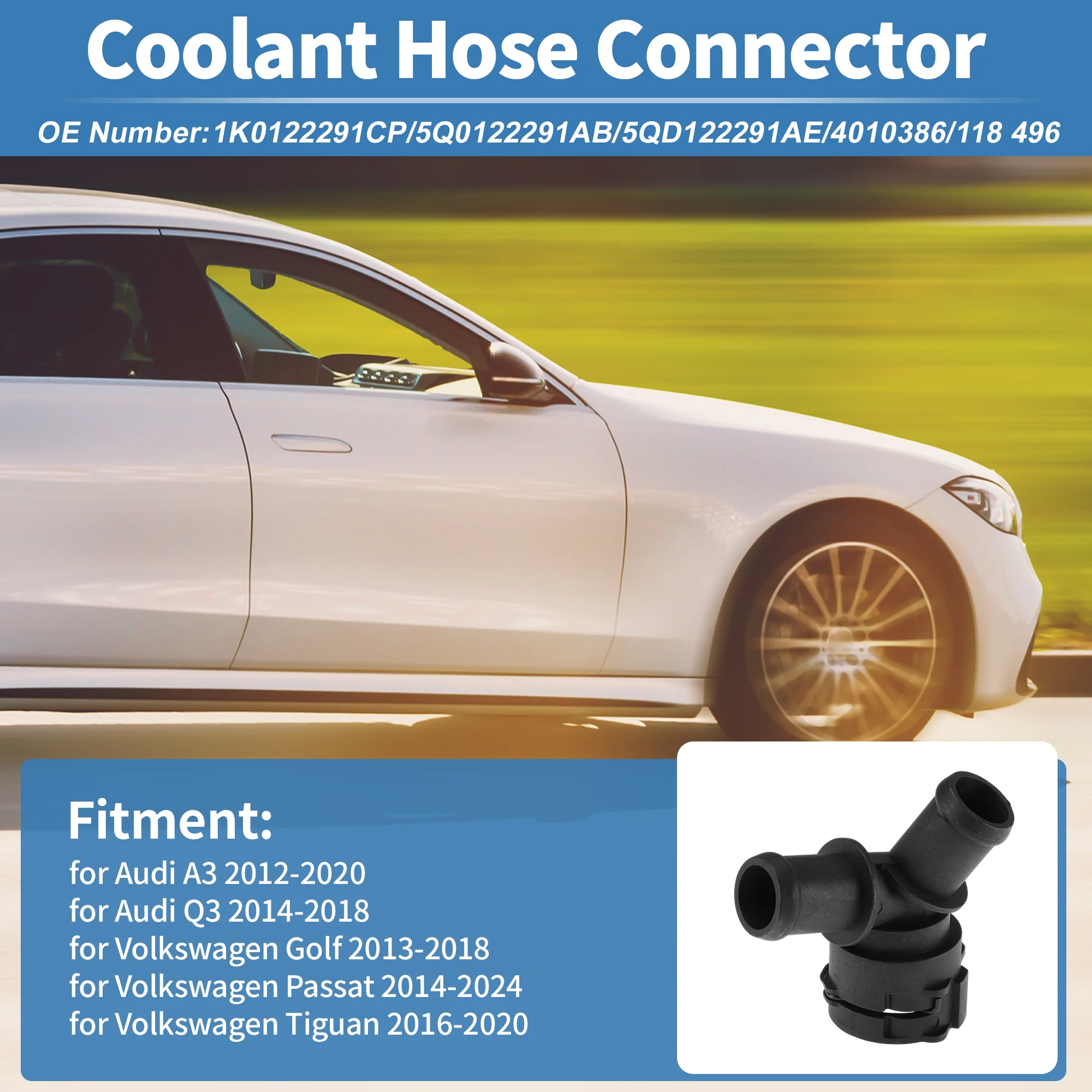 Engine Coolant Hose Connector for Audi A3 2012-2020 Plastic No.1K0122291CP 1 pcs - Image 2