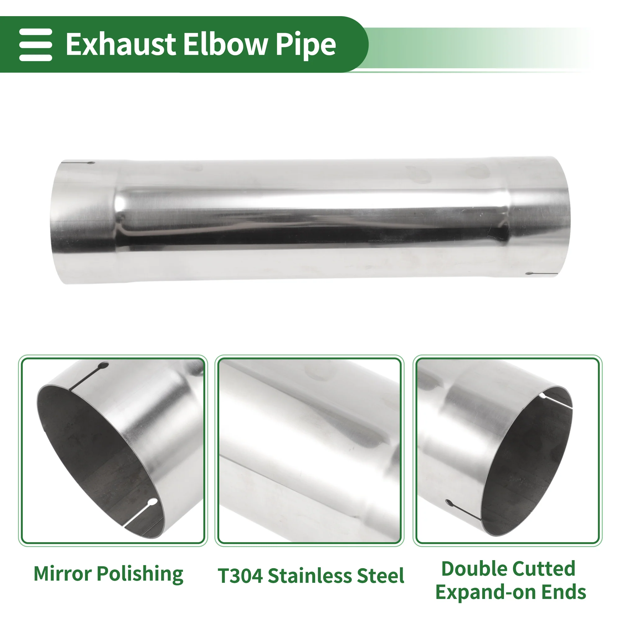 4.02" Straight Exhaust Pipe Tube 15.98″ L Double Side Flaring Notching Surface - Image 4