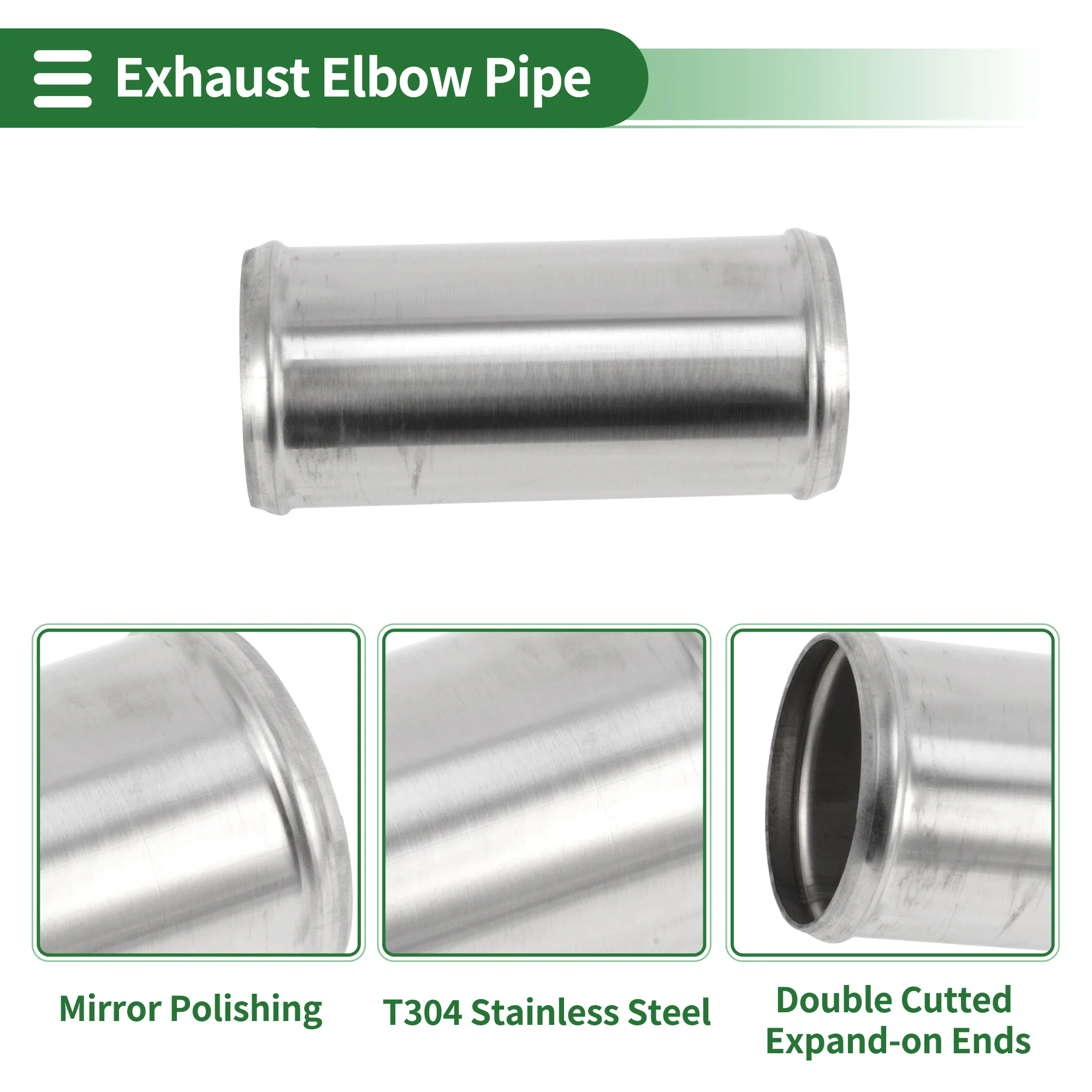 2.24″ Straight Exhaust Pipe Tube 5″ L With Double Bead Roll Surface Polishing - Image 4