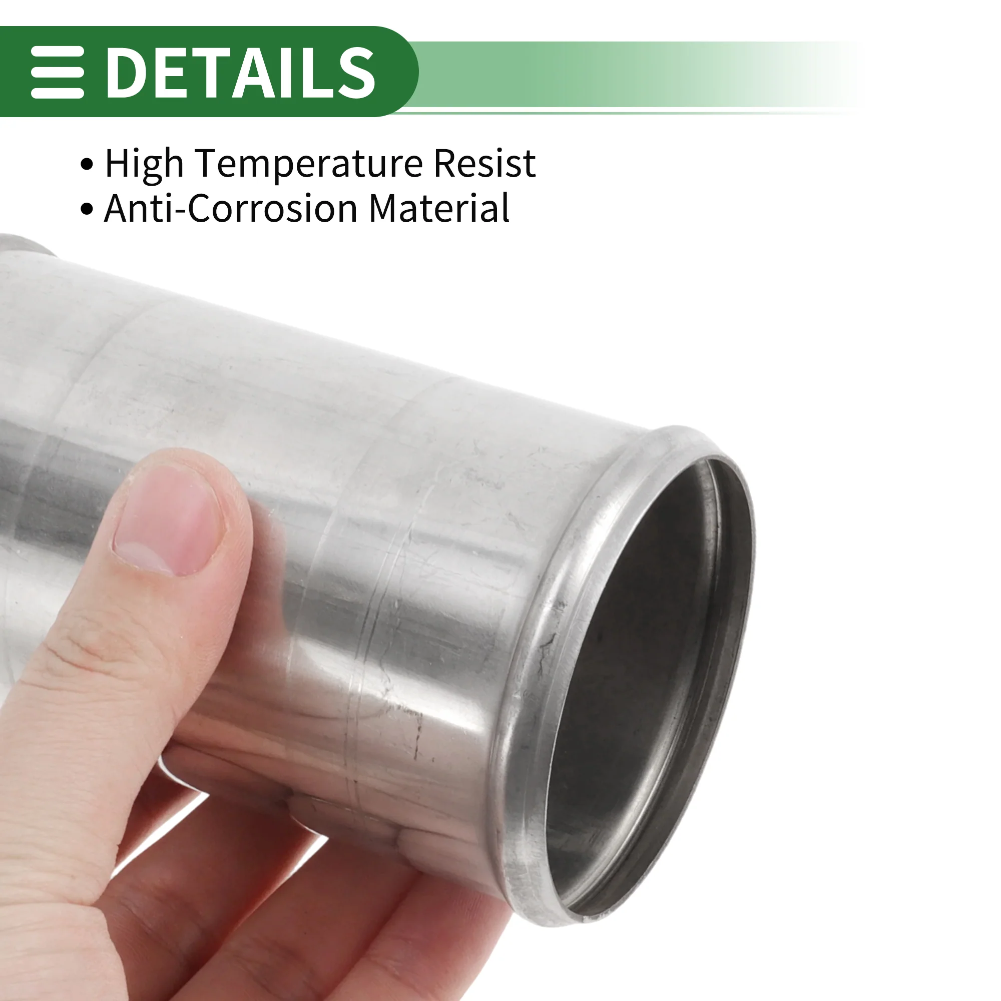 2.76″ Straight Exhaust Pipe Tube 5″ L With Double Bead Roll Surface Polishing - Image 5