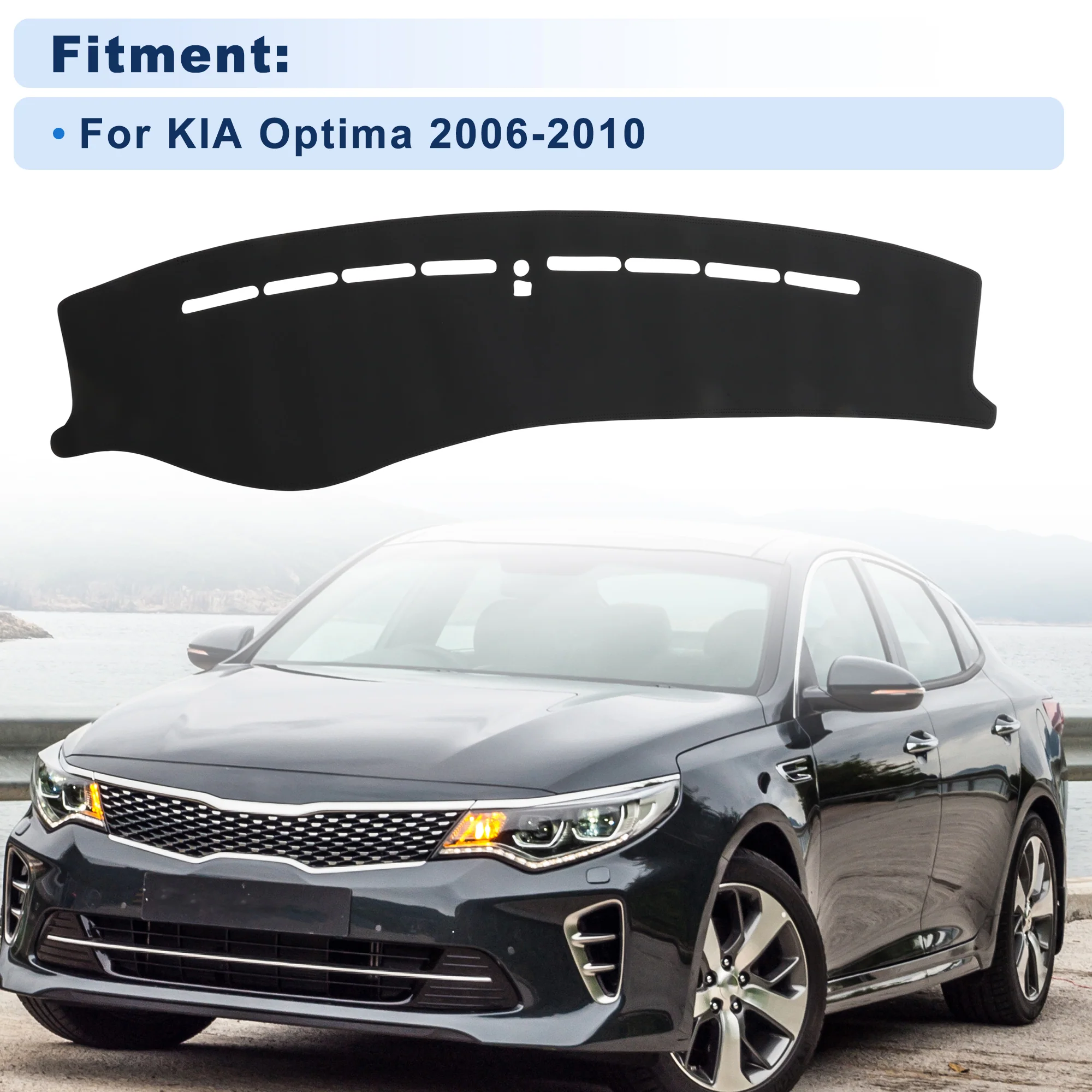 Dash Cover for KIA Optima 2006-2010 Without HUD Faux Leather Black 1 pcs - Image 2