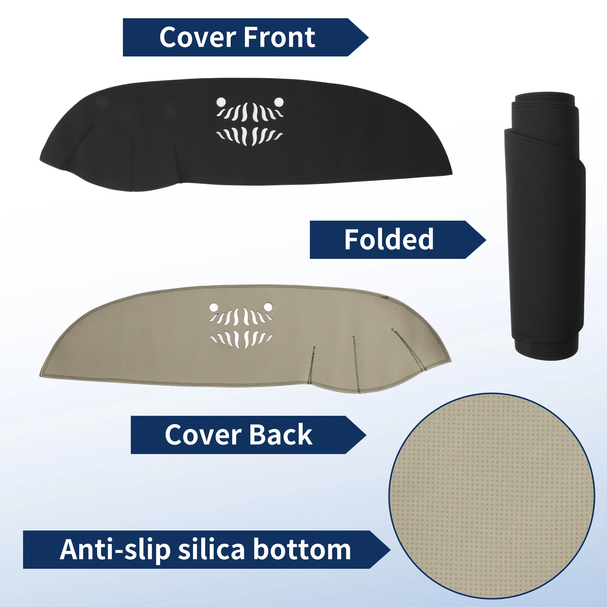 Dash Cover for KIA Sorento 2015-2018 Without HUD Faux Leather Black 1 pcs - Image 4