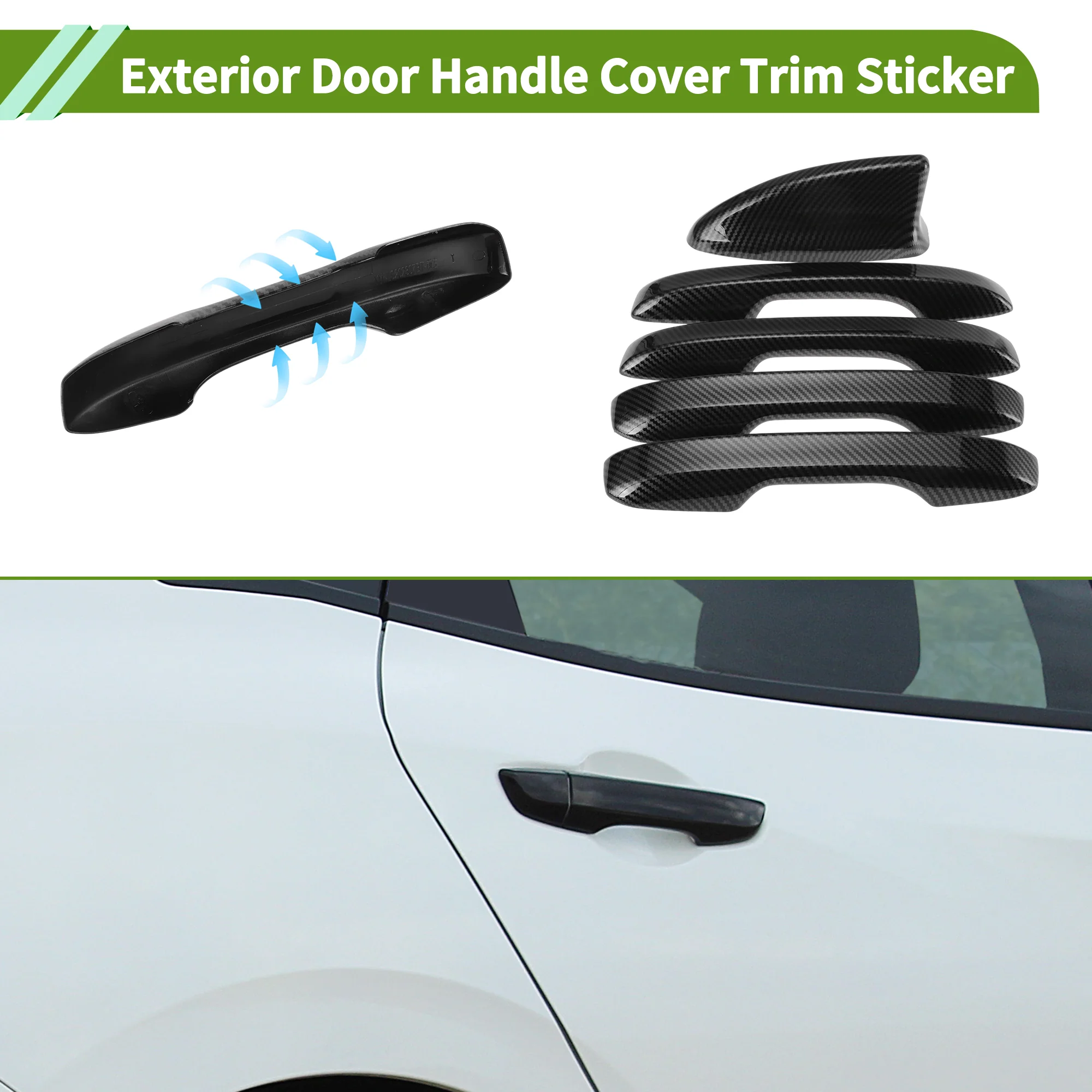 Door Handle Cover Front Rear for Honda 11th Civic 22-26 Carbon Fiber Black - Image 3