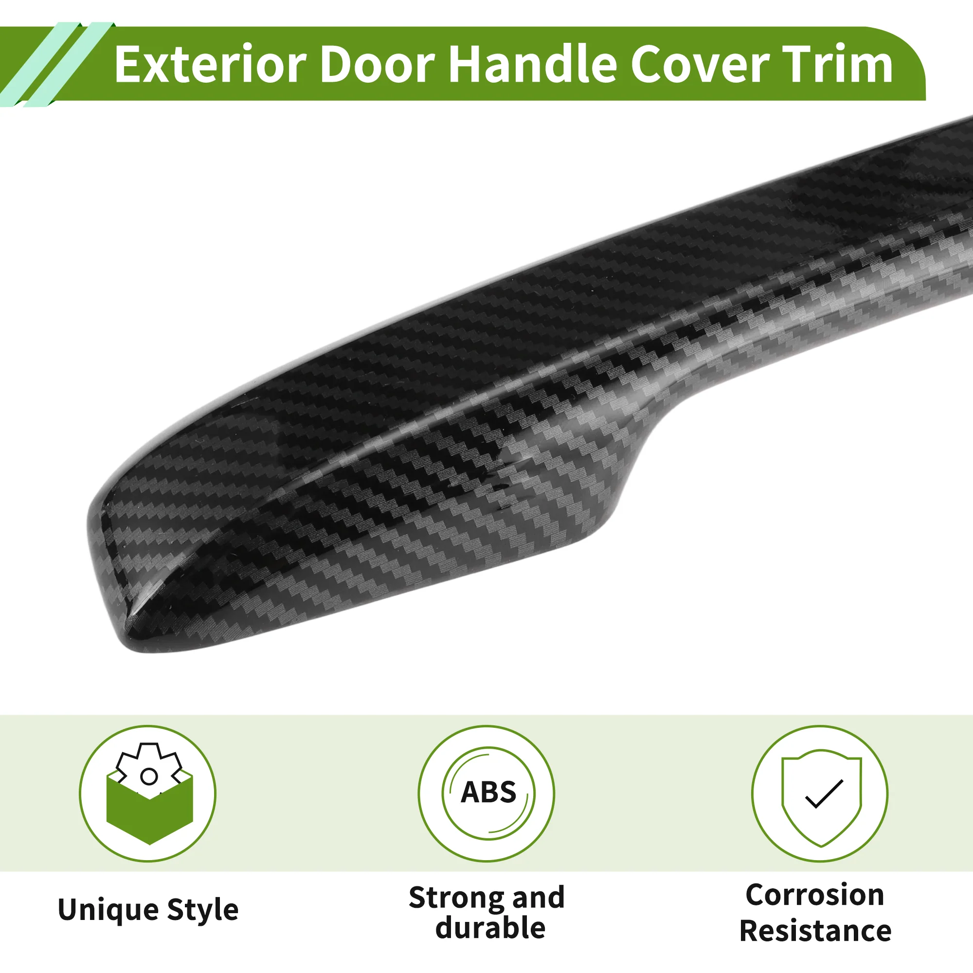 Door Handle Cover Front Rear for Honda 11th Civic 22-26 Carbon Fiber Black - Image 5