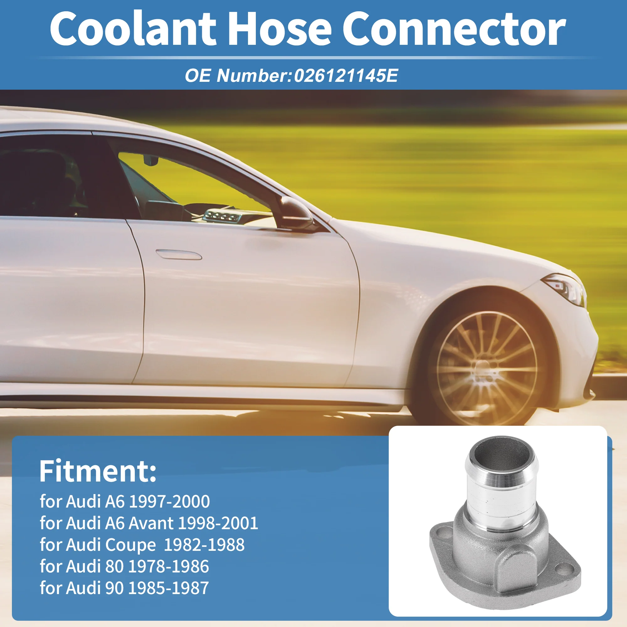 Engine Coolant Hose Connector for Audi A6 1997-2000 Aluminum No.026121145E 1 pcs - Image 2