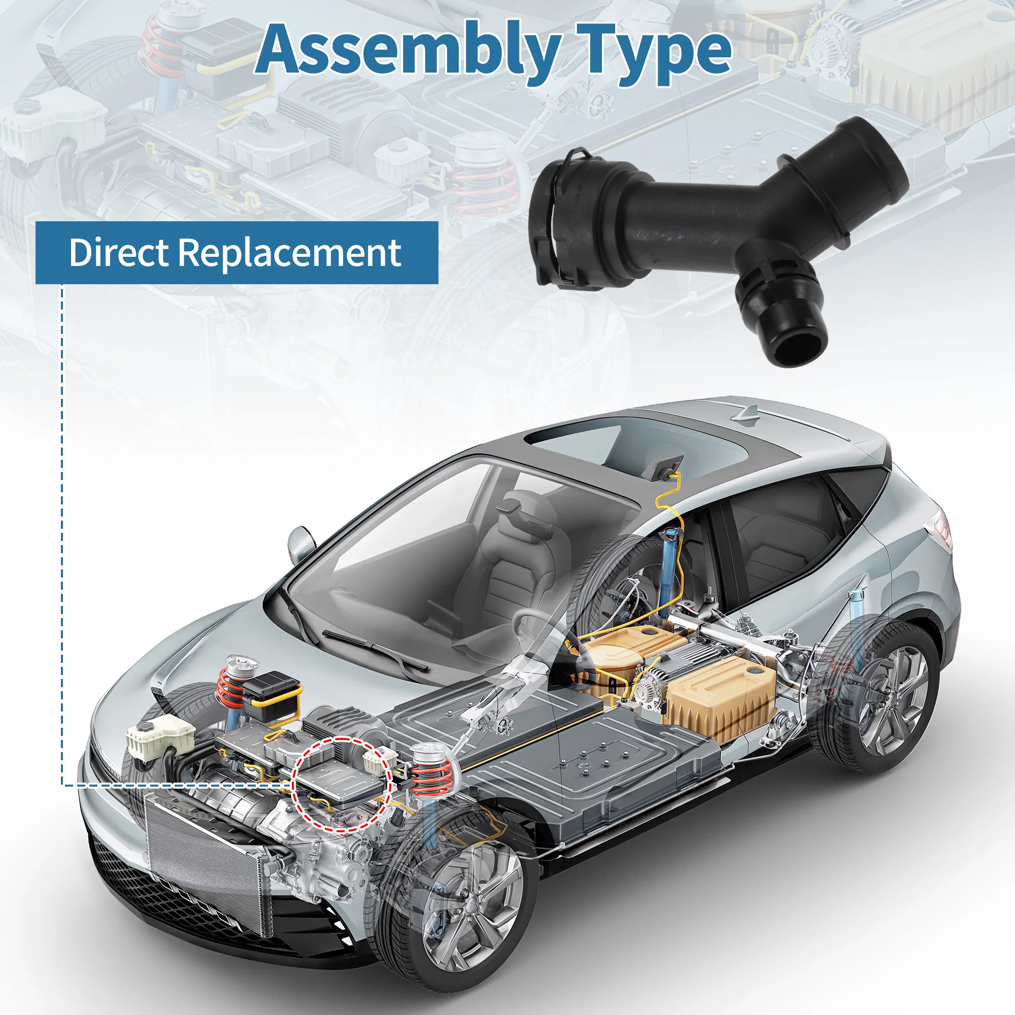 Engine Coolant Hose Connector for Audi A4 2017-2023 Plastic No.8W0122293A 1 pcs - Image 6