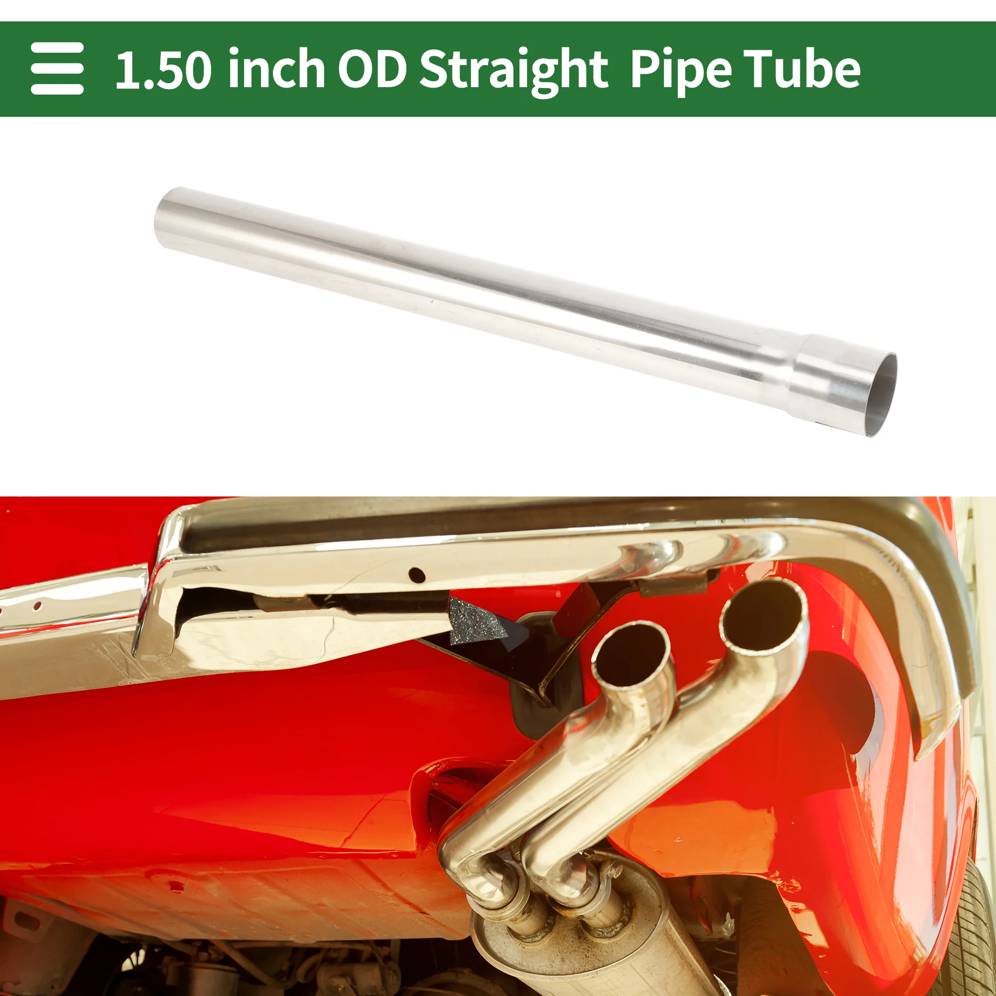 1.5″ Straight Exhaust Pipe Tube Single Side Flared Notched Surface Polishing - Image 2