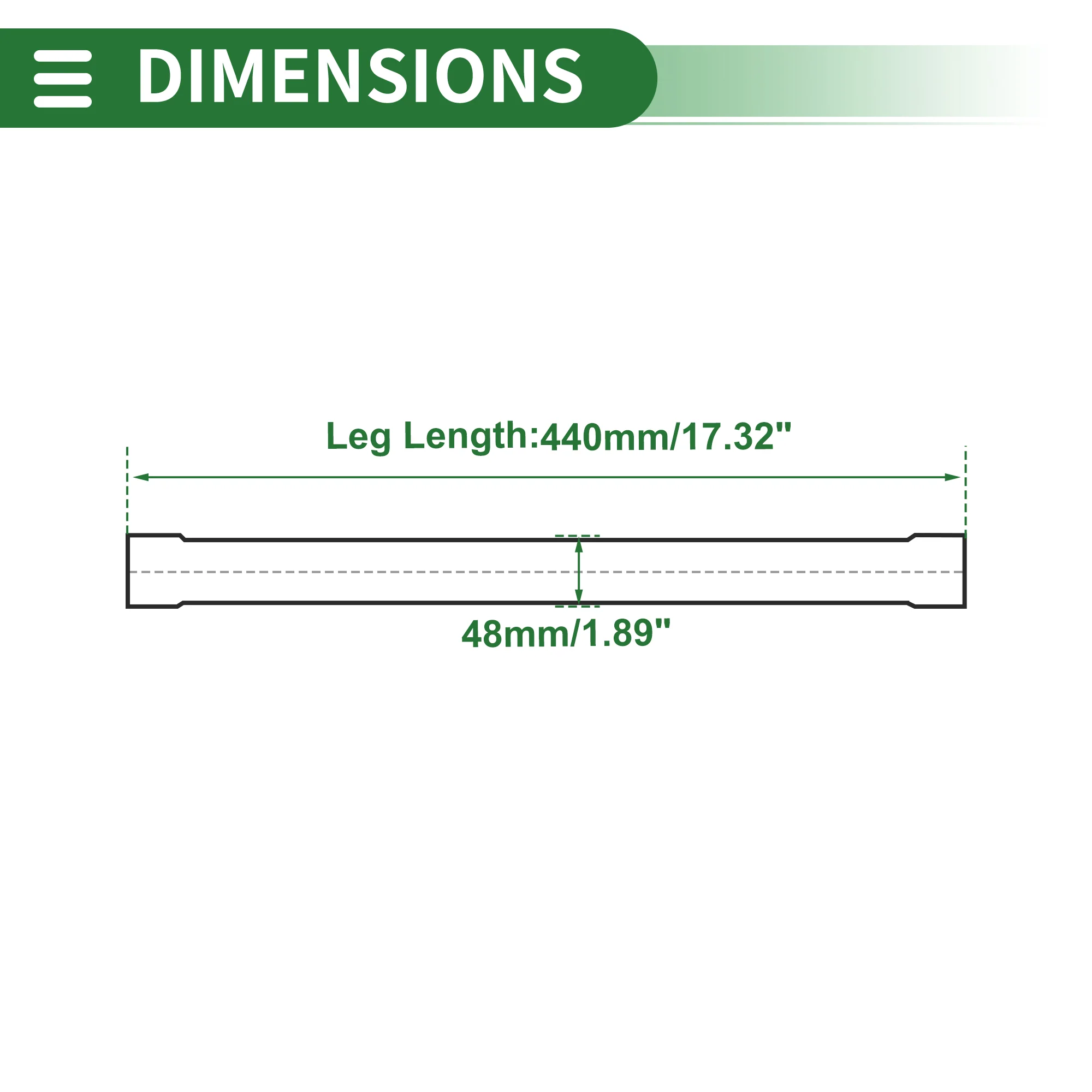 1.89″ Straight Exhaust Pipe Tube 17.32″ L Double-Sided Flared Surface Polishing - Image 3