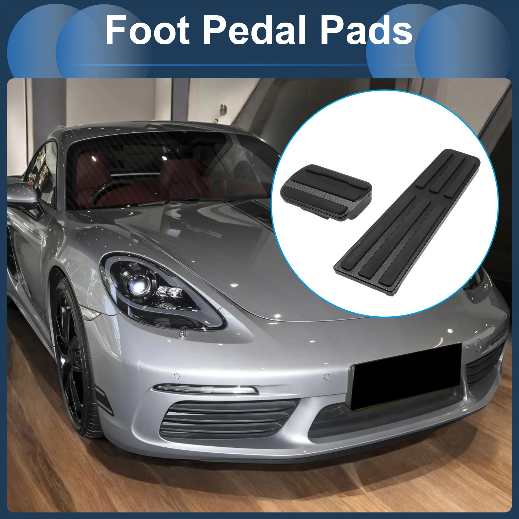 2 Pcs Automatic Foot Accelerator Pedal Covers for Porsche 718/911 No Mark Black - Image 2