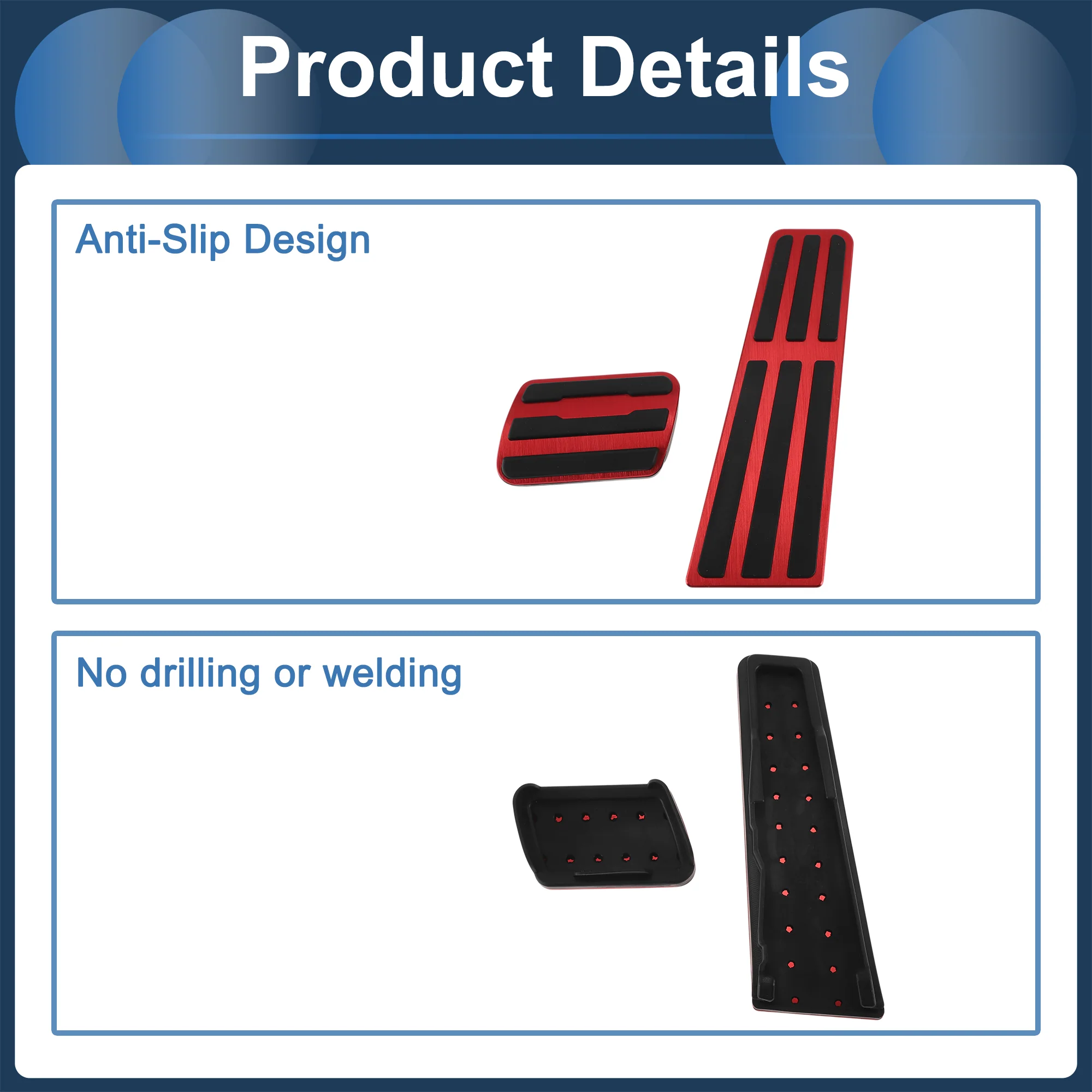 2 Pcs Automatic Foot Accelerator Pedal Covers for Porsche 718/911 No Mark Red - Image 6