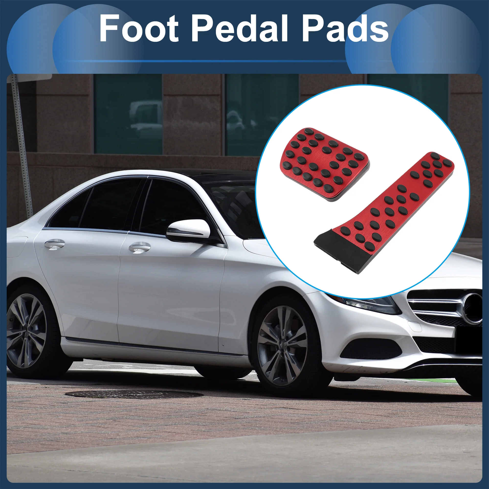 2 Pcs Automatic Foot Accelerator Pedal Covers Aluminum Alloy No Mark Red - Image 2