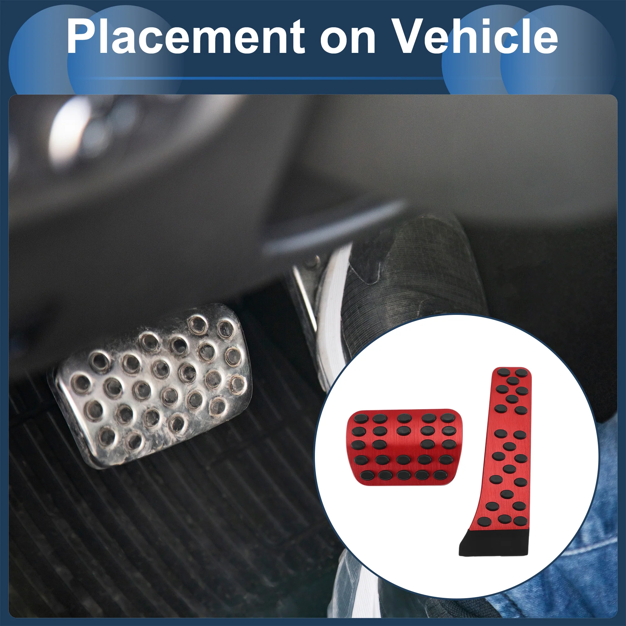 2 Pcs Automatic Foot Accelerator Pedal Covers Aluminum Alloy No Mark Red - Image 3