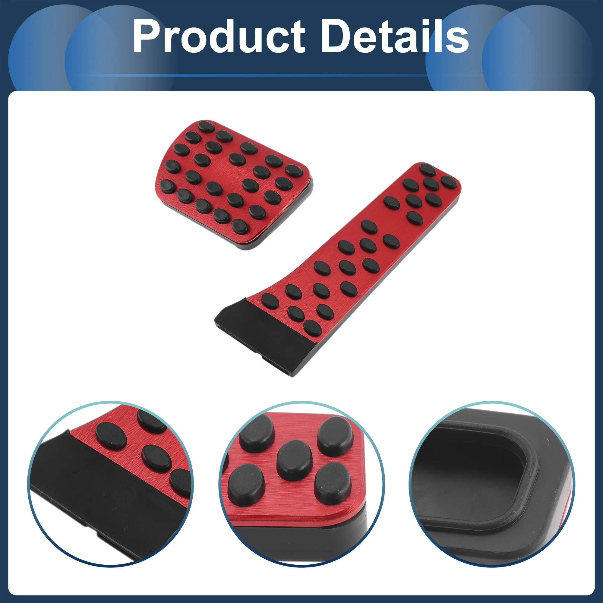 2 Pcs Automatic Foot Accelerator Pedal Covers Aluminum Alloy No Mark Red - Image 5