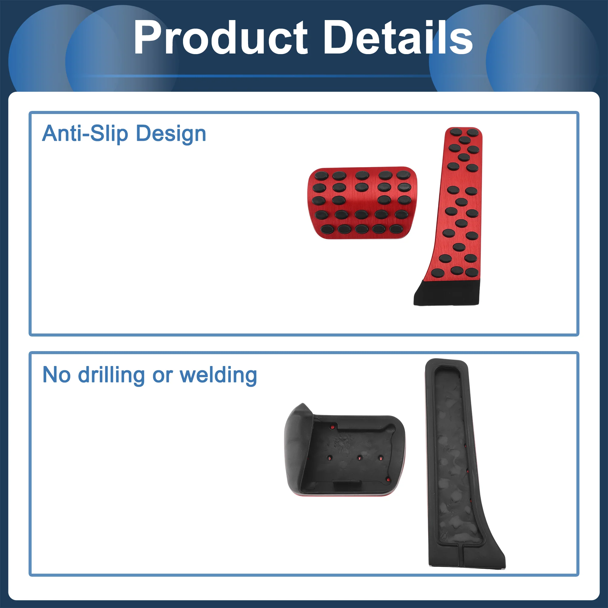 2 Pcs Automatic Foot Accelerator Pedal Covers Aluminum Alloy No Mark Red - Image 6