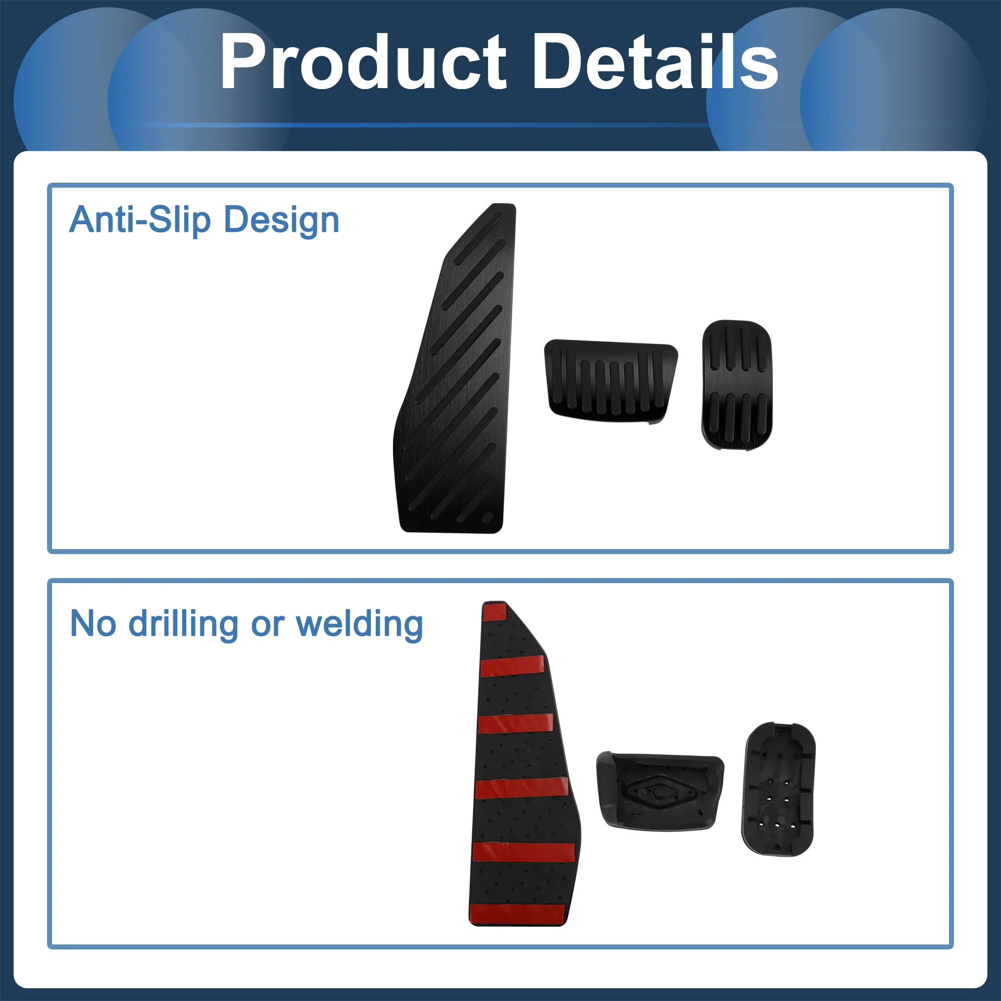 3 Pcs Automatic Foot Accelerator Pedal Covers for Toyota Corolla Cross Black - Image 6