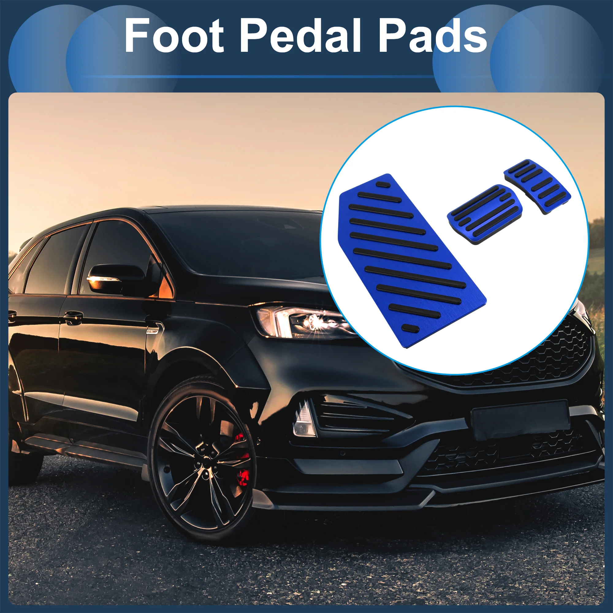 3 Pcs Automatic Foot Accelerator Pedal Covers for Ford Edge 2023 Blue - Image 2
