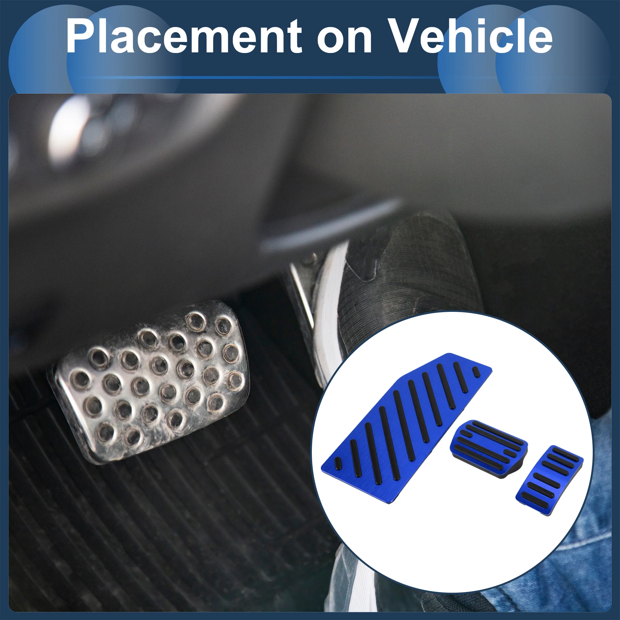 3 Pcs Automatic Foot Accelerator Pedal Covers for Ford Edge 2023 Blue - Image 3