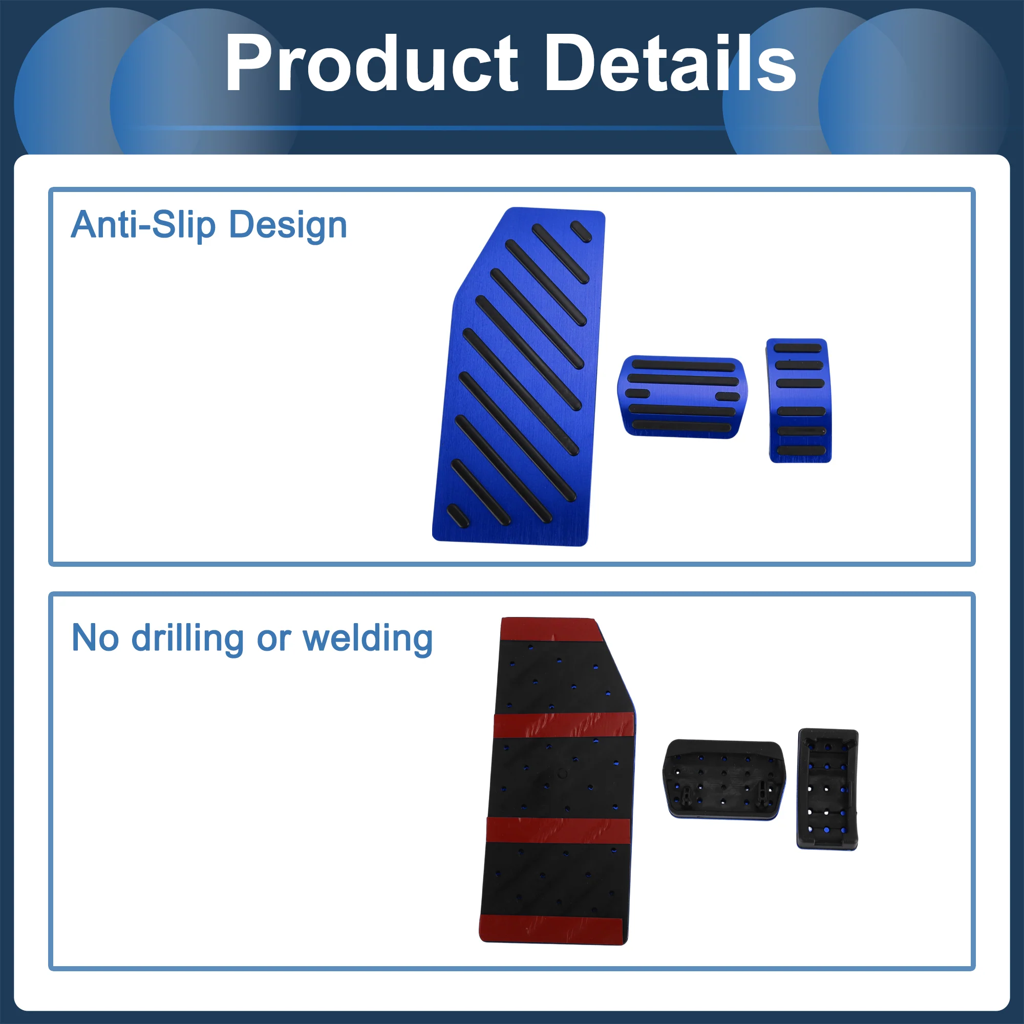 3 Pcs Automatic Foot Accelerator Pedal Covers for Ford Edge 2023 Blue - Image 6