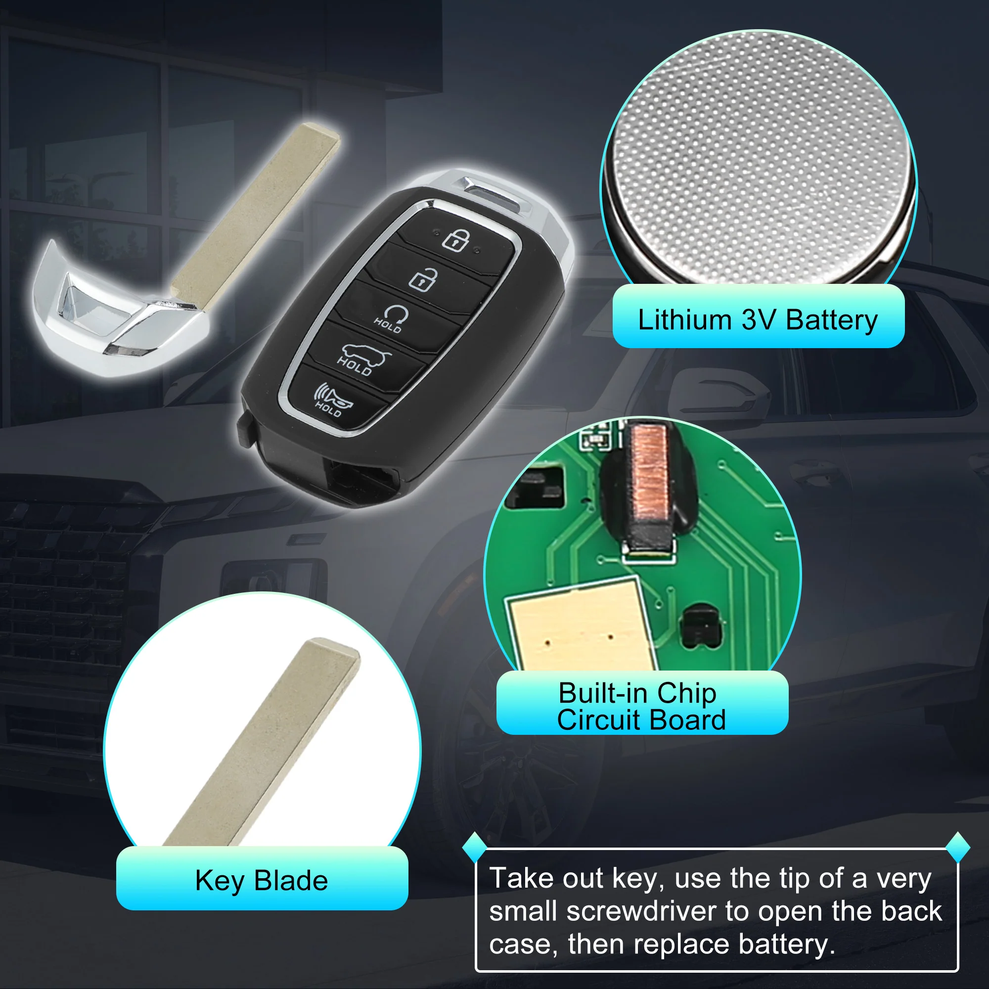 433 MHz TQ8-FOB-4F29 Keyless Entry Remote Key Fob for Hyundai Palisade 2020-2022 - Image 4
