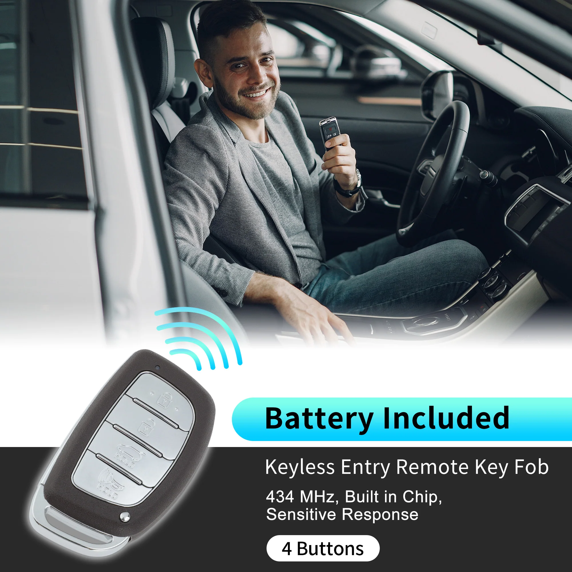 434 MHz TQ8-FOB-4F07 Keyless Entry Remote Key Fob for Hyundai Tucson 2016 2017 - Image 2