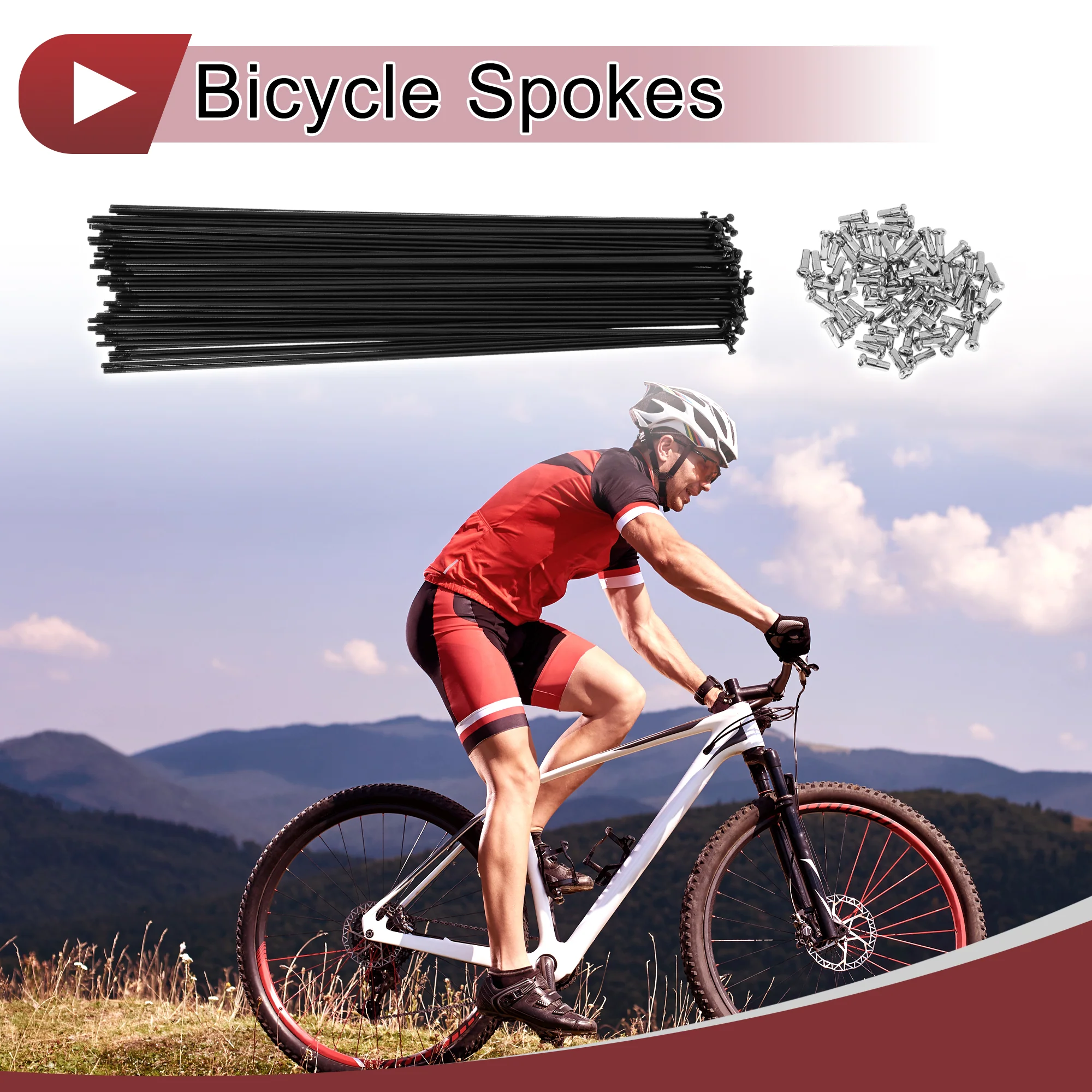 72 Set 13G Bicycle Spokes 295mm Bike Wheel Spokes Carbon Steel Black - Image 2