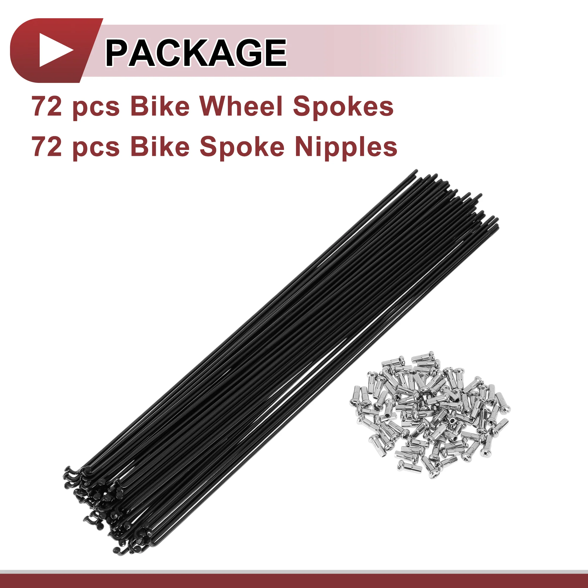 72 Set 13G Bicycle Spokes 295mm Bike Wheel Spokes Carbon Steel Black - Image 5