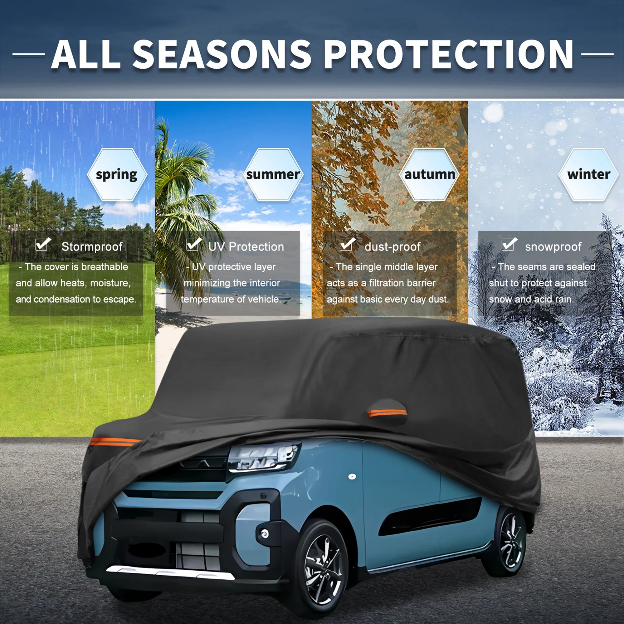 Car Cover Waterproof All Weather for Subaru Chiffon Black Aluminum Film Cotton - Image 2