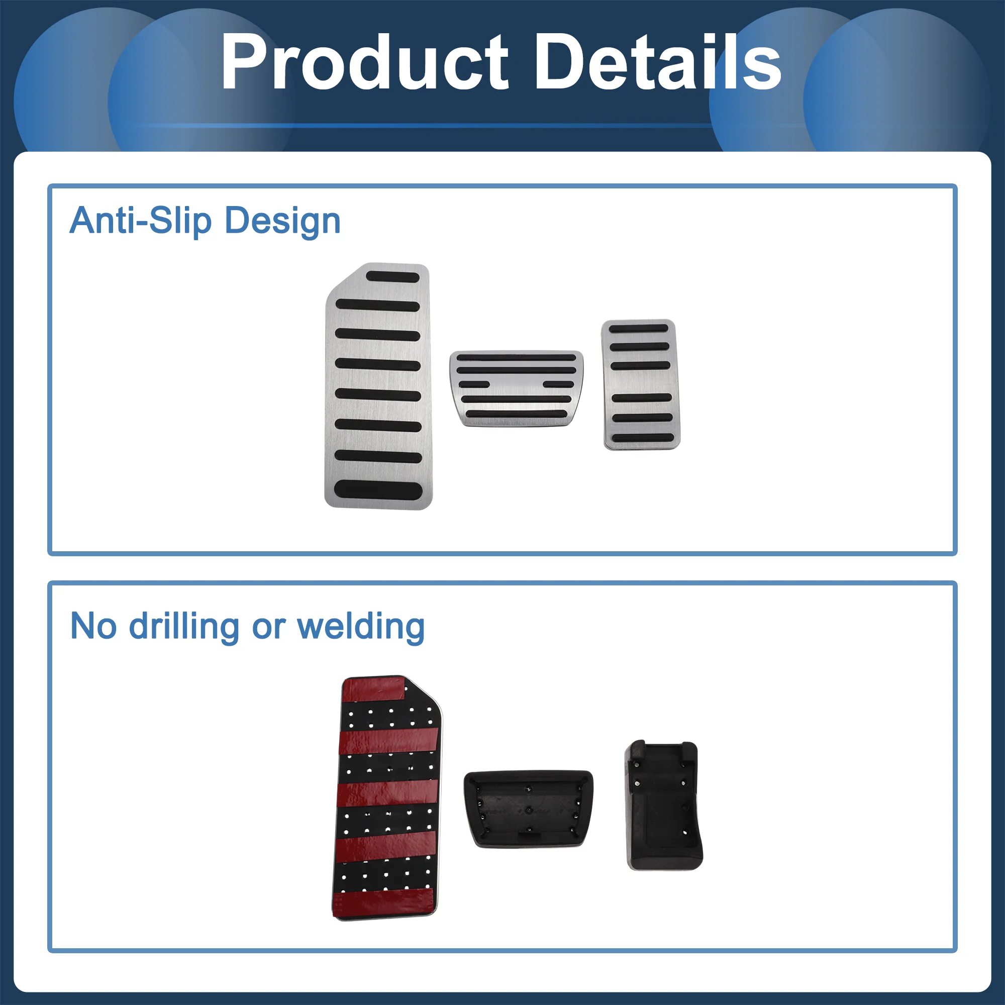 3 Pcs Automatic Foot Accelerator Pedal Covers for Honda Accord 16-22 Silver Tone - Image 6