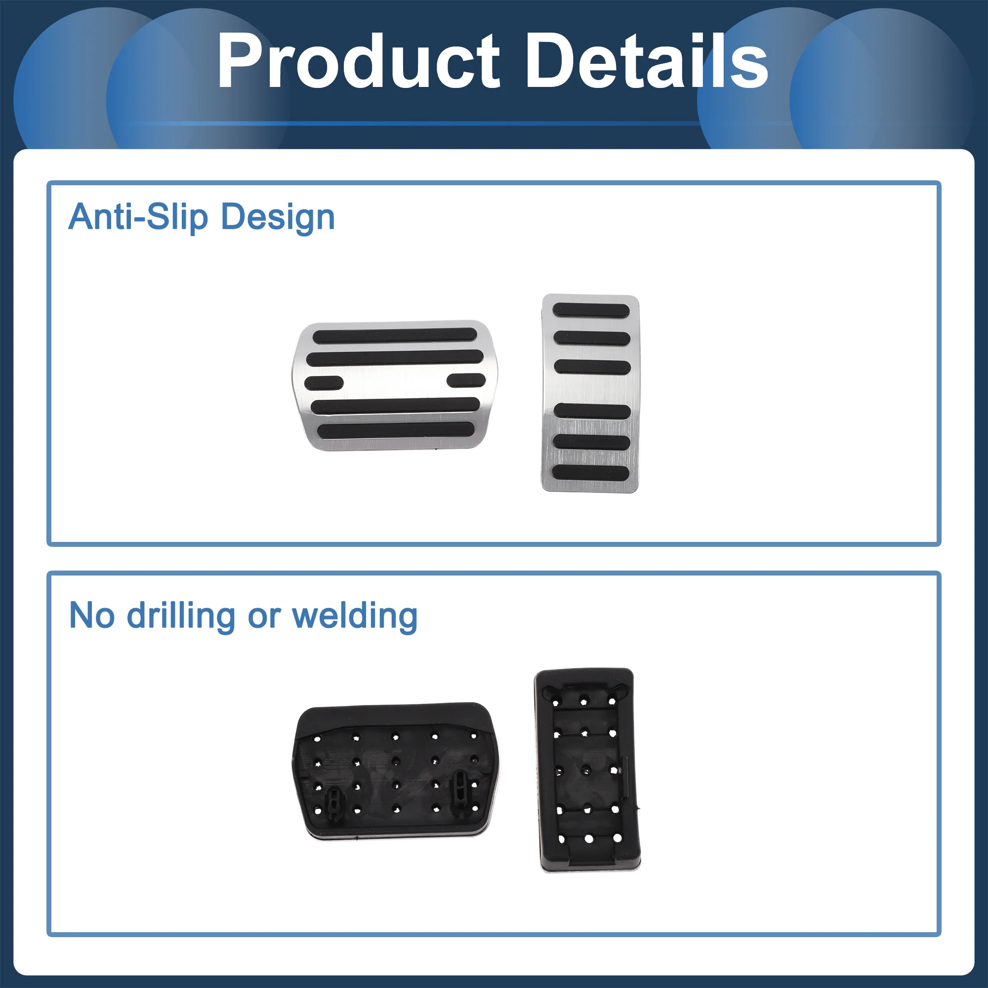 2 Pcs Automatic Foot Accelerator Pedal Covers for Ford Edge Silver Tone - Image 6