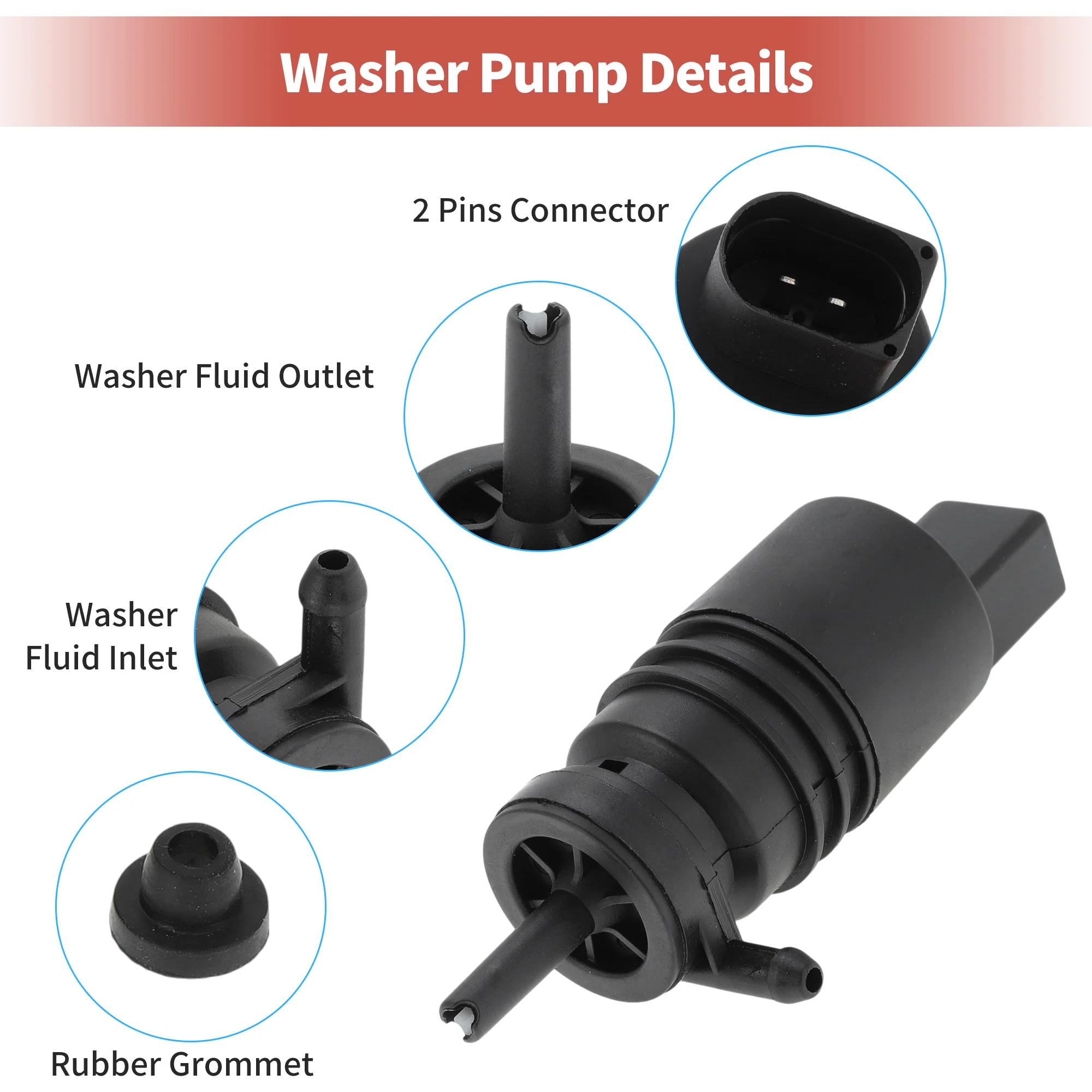 No.8260A109 Windshield Washer Pump for Mitsubishi Lancer 2008-2017 - Image 5