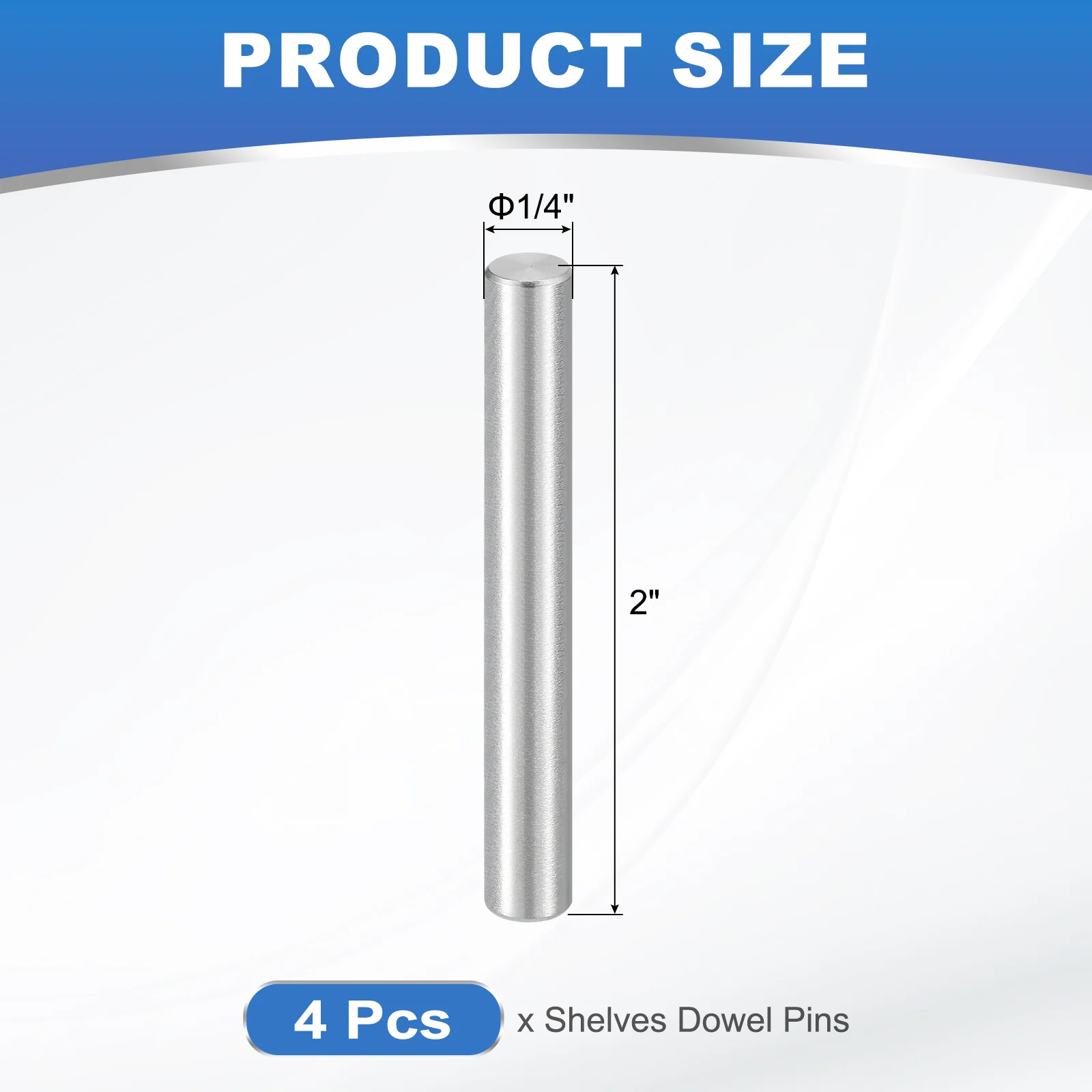 Uxcell 4Pcs 1/4 x 2" Dowel Pin, 304 Stainless Steel Cylindrical Shelf Support Peg - Image 2