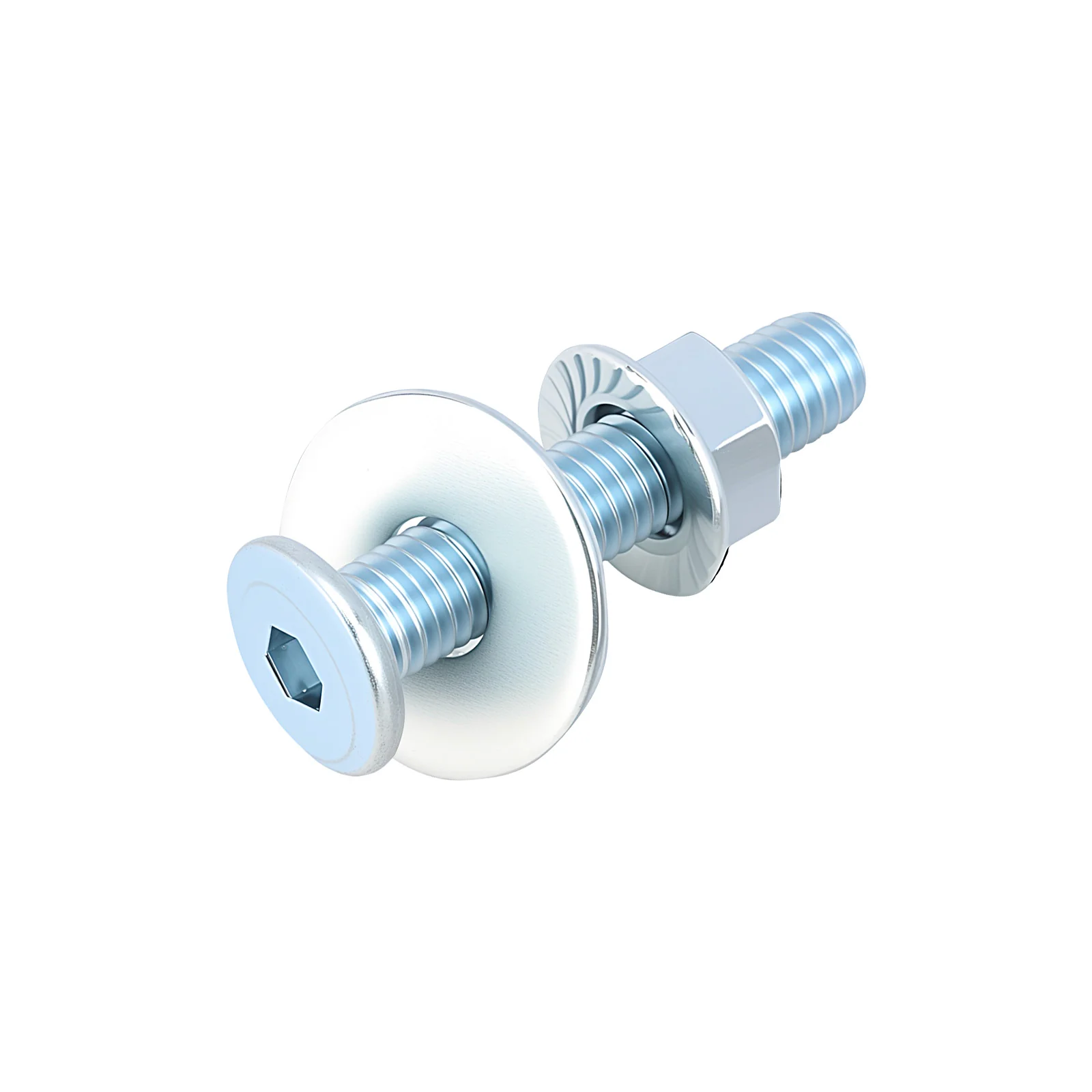 Hex Drive Flat Head Screws with Serrated Flange Nuts & Washers Sets M6/M8 Carbon Steel White Zinc Plated - Image 19