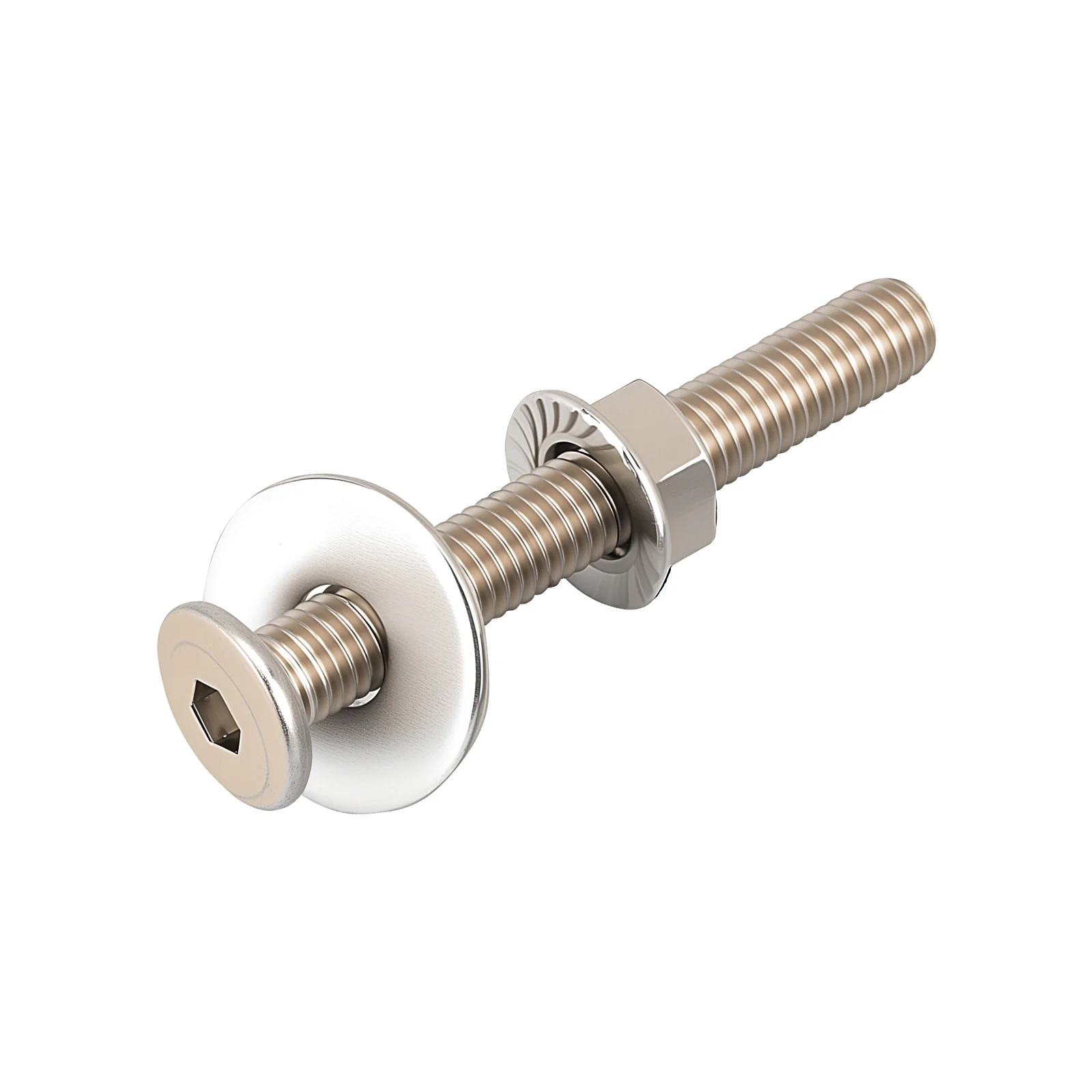 Hex Drive Flat Head Screws with Serrated Flange Nuts & Washers Sets M6/M8 Carbon Steel Nickel Plated - Image 53