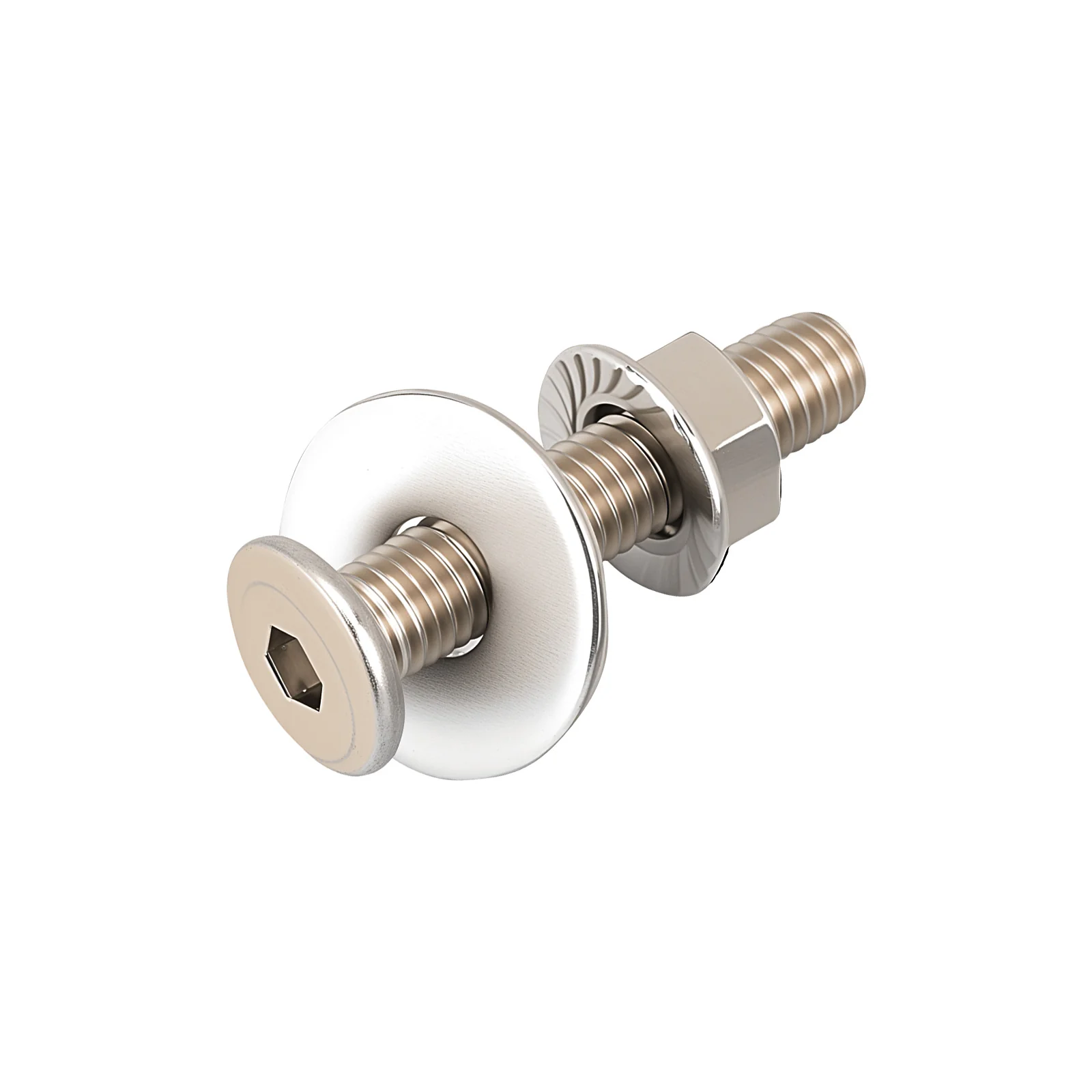 Hex Drive Flat Head Screws with Serrated Flange Nuts & Washers Sets M6/M8 Carbon Steel Nickel Plated - Image 61