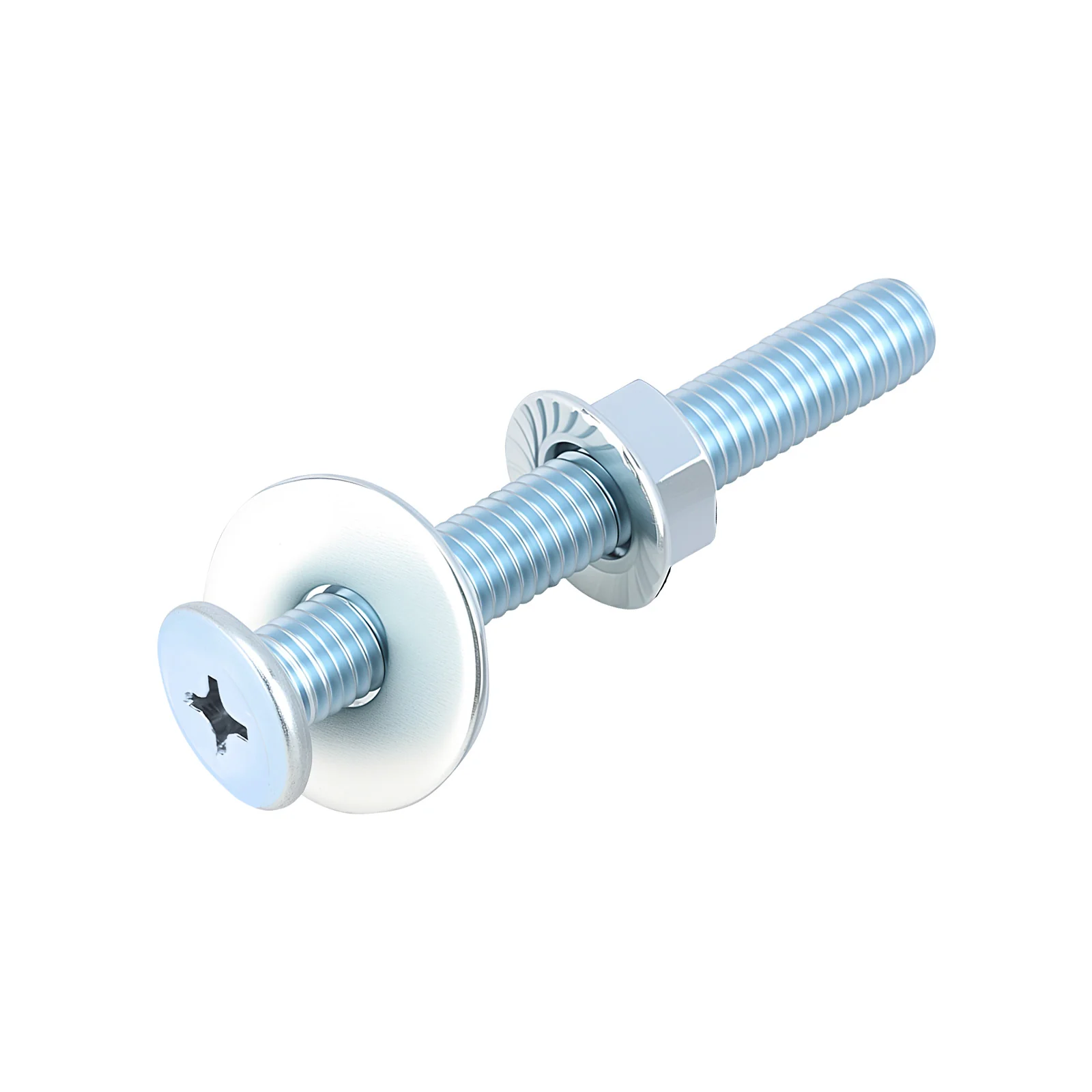 Phillips Flat Head Screws with Serrated Flange Nuts & Washers Sets M6/M8 Carbon Steel White or Color Zinc Plated - Image 3