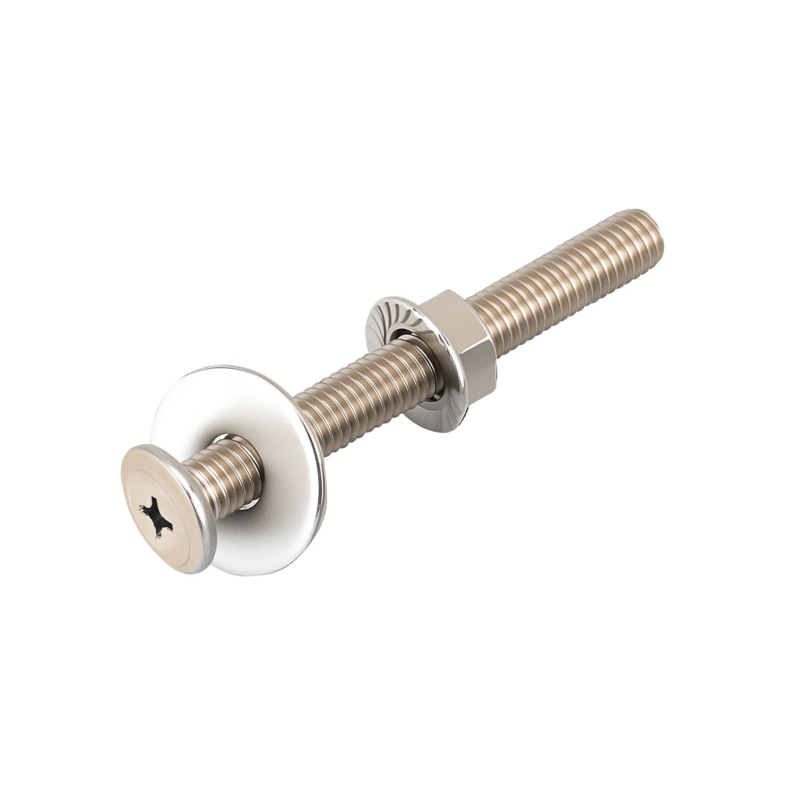 Phillips Flat Head Screws with Serrated Flange Nuts & Washers Sets M6/M8 Carbon Steel Nickel Plated - Image 67