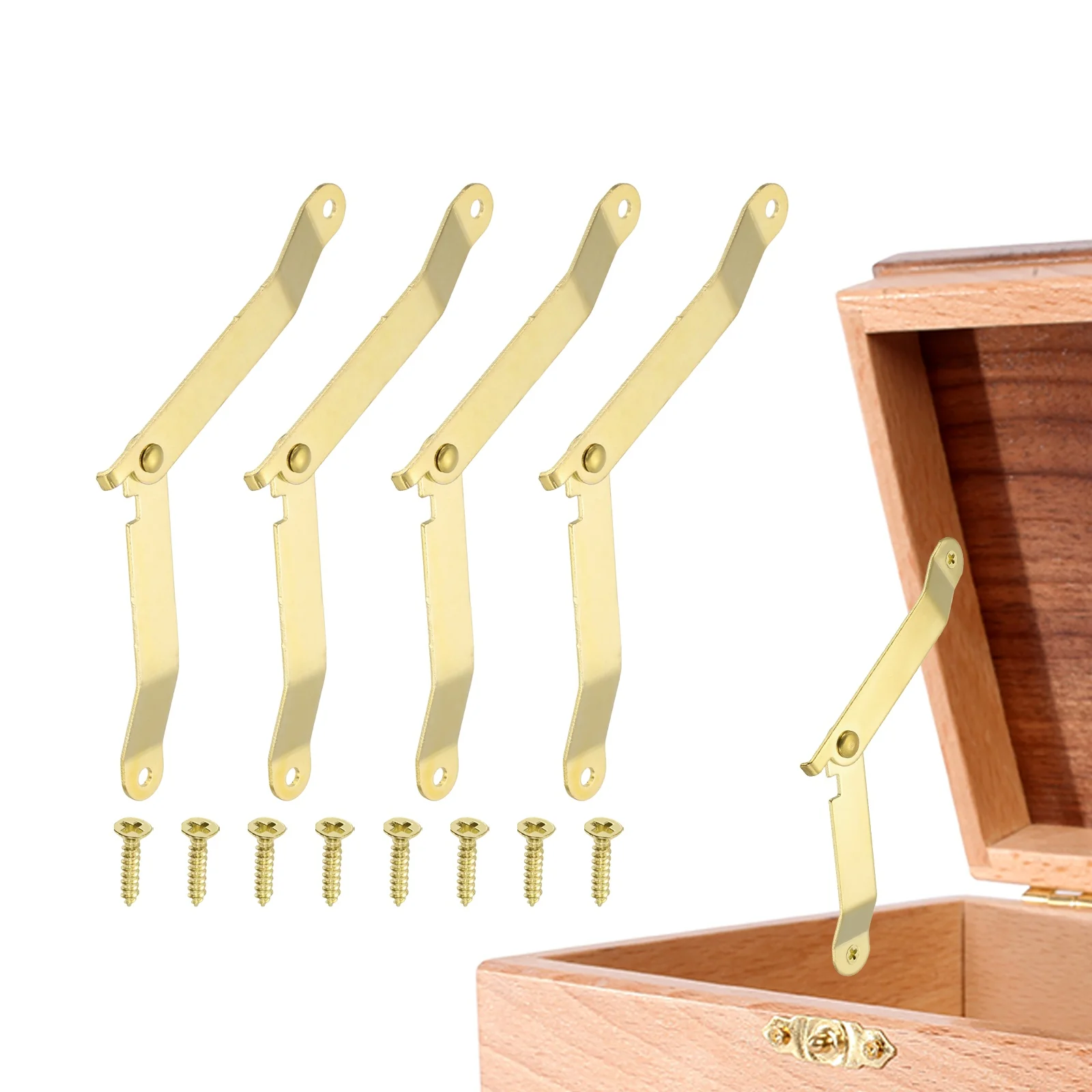 Uxcell 4Pcs Folding Lid Support Hinges, 2.5" 180 Degree Rotatable Hinge, Gold Tone