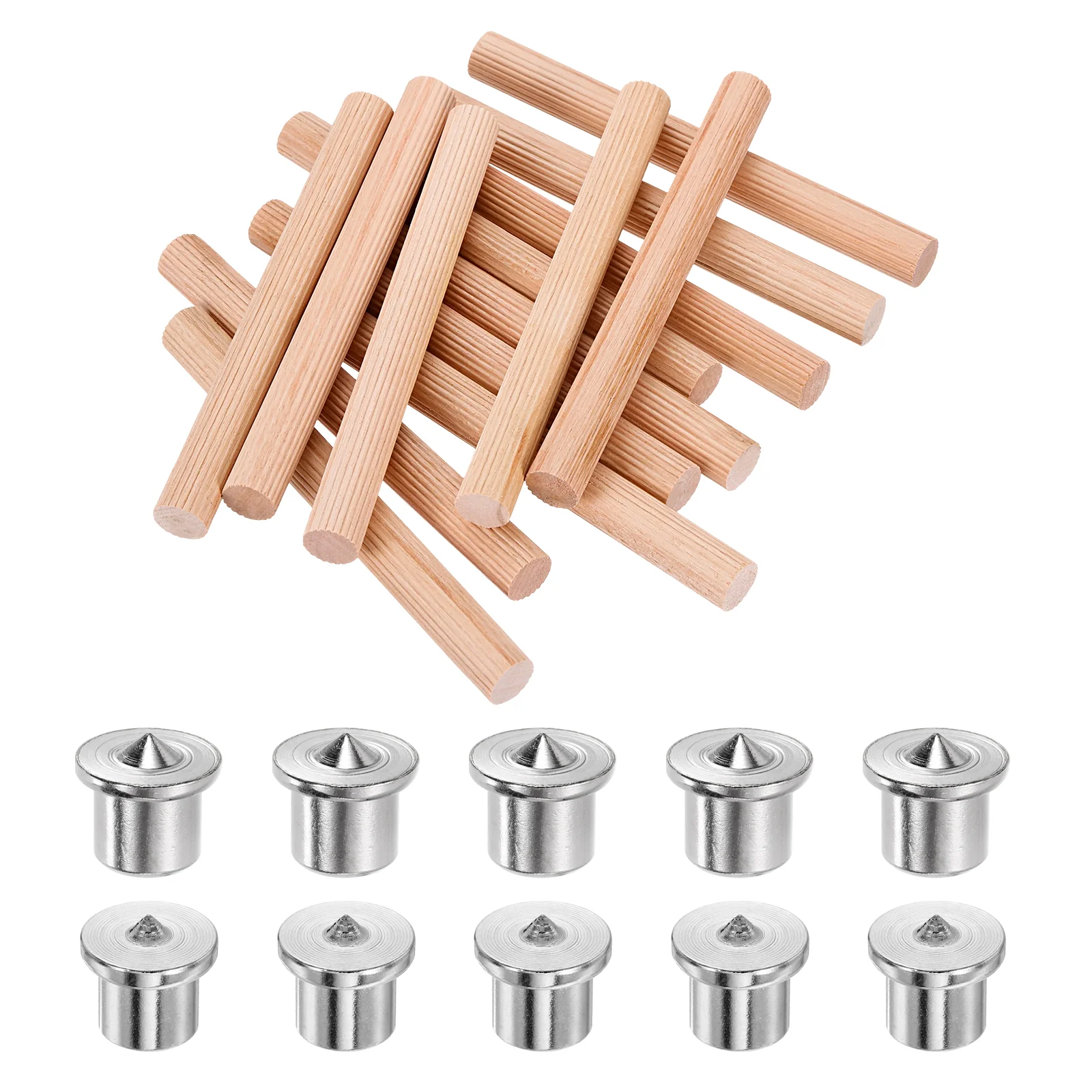 Uxcell 50Pcs Wood Dowel Pins, 12 x 120mm Wooden Dowel Rods with Center Transfer Plugs