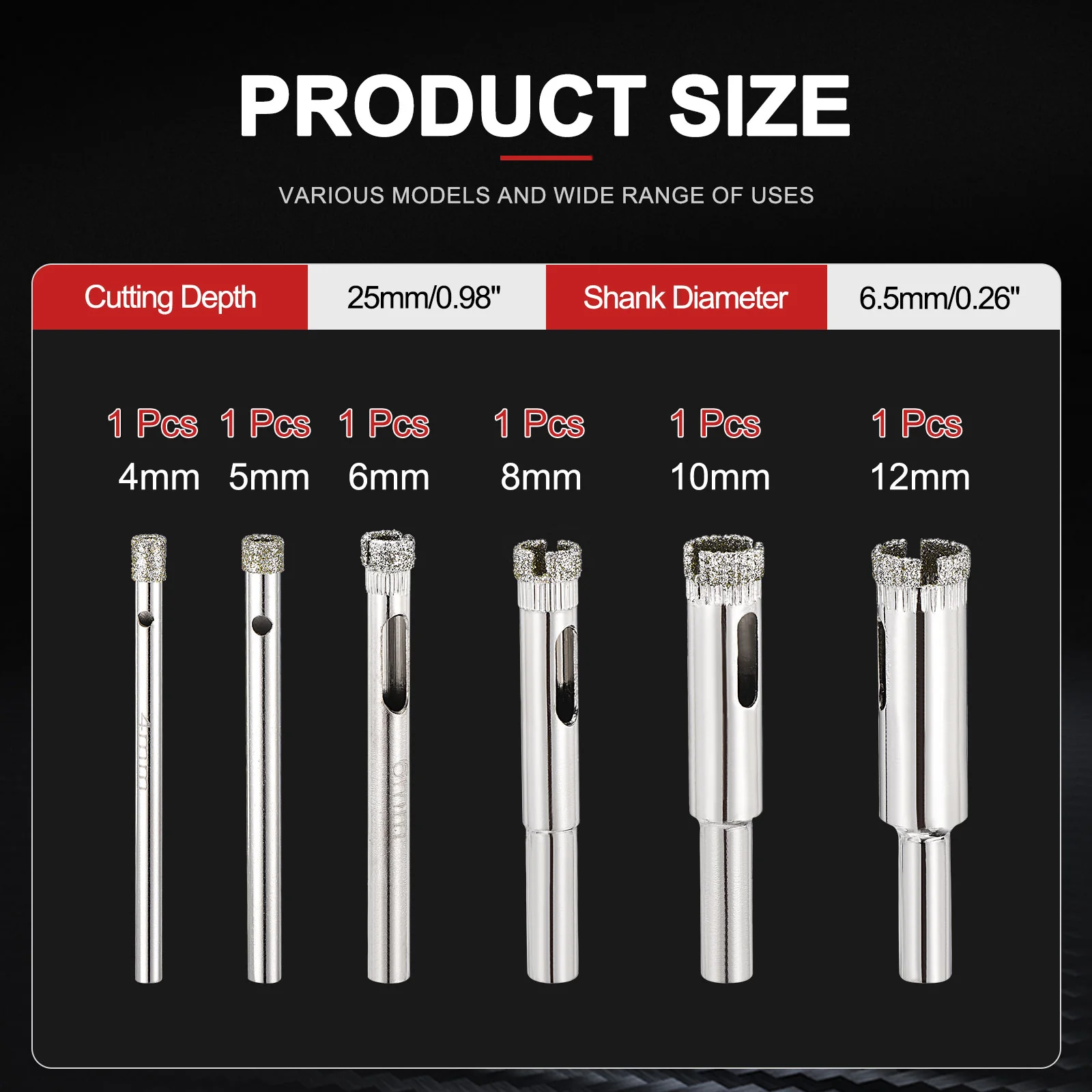 Diamond Hole Saw Set Diamond Hollow Core Drill Bit Hole Cutters for Glass Tile Ceramic - Image 14