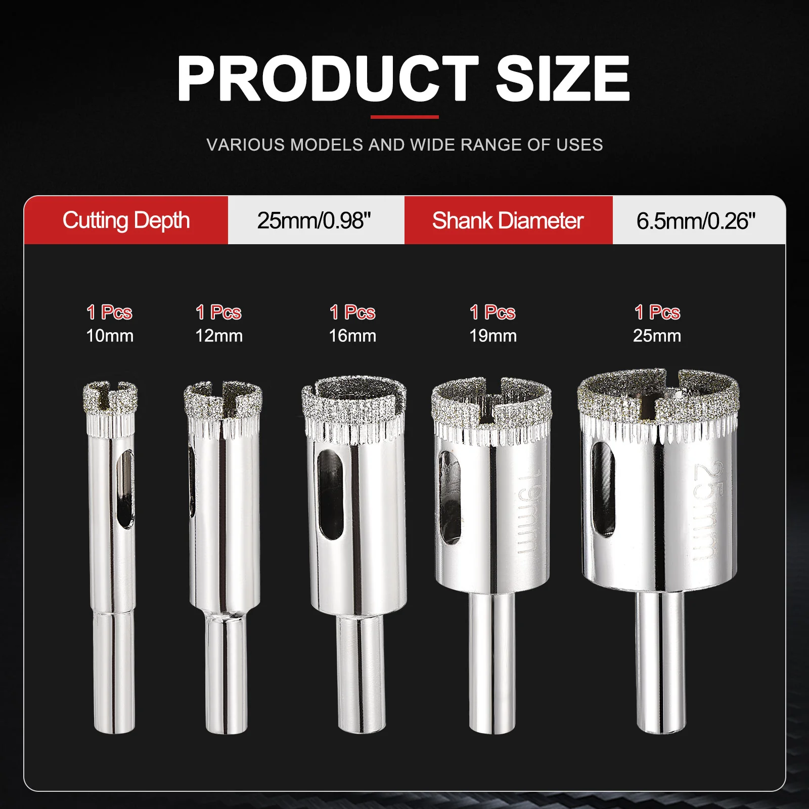 Diamond Hole Saw Set Diamond Hollow Core Drill Bit Hole Cutters for Glass Tile Ceramic - Image 32