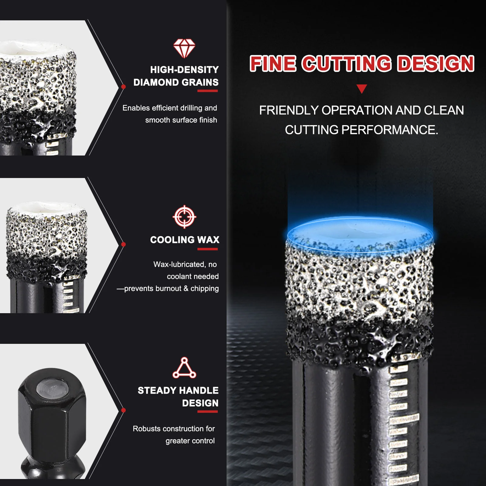 Dry Diamond Drill Bits Set, Diamond Hole Saw Tile Drill Bit Hex Shank - Image 22