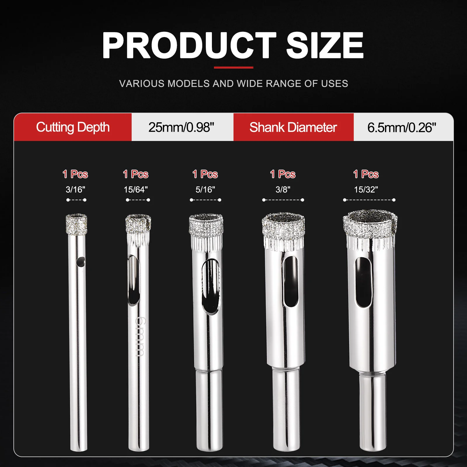 Diamond Hole Saw Set, Diamond Hollow Core Drill Bit Hole Cutters for Glass Tile Marble - Image 32